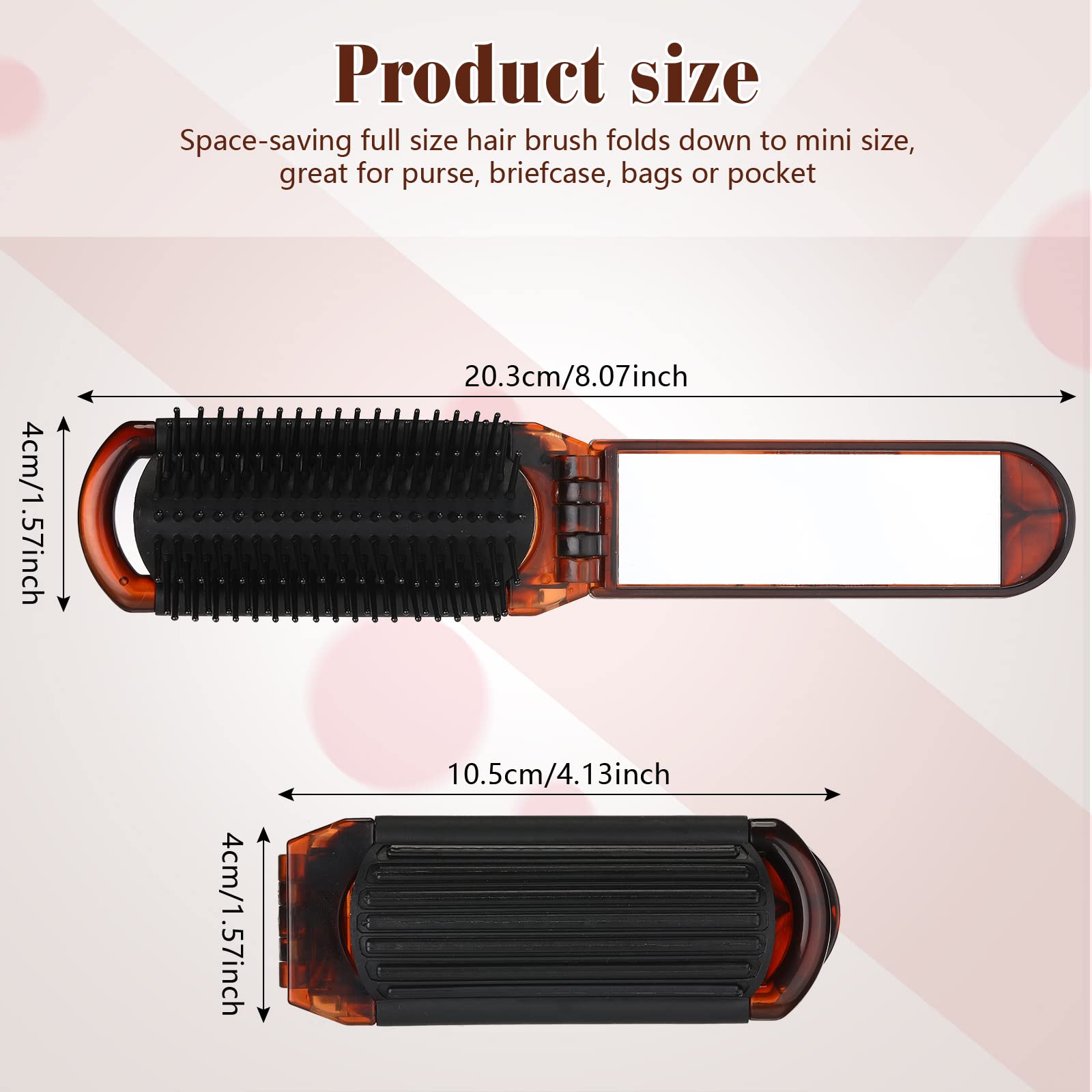 Nuenen 4 Pcs Folding Hair Brush With Mirror Portable Mini Hair Brush Small Compact Pocket Hair Comb For Family Travel Car Gym Wi