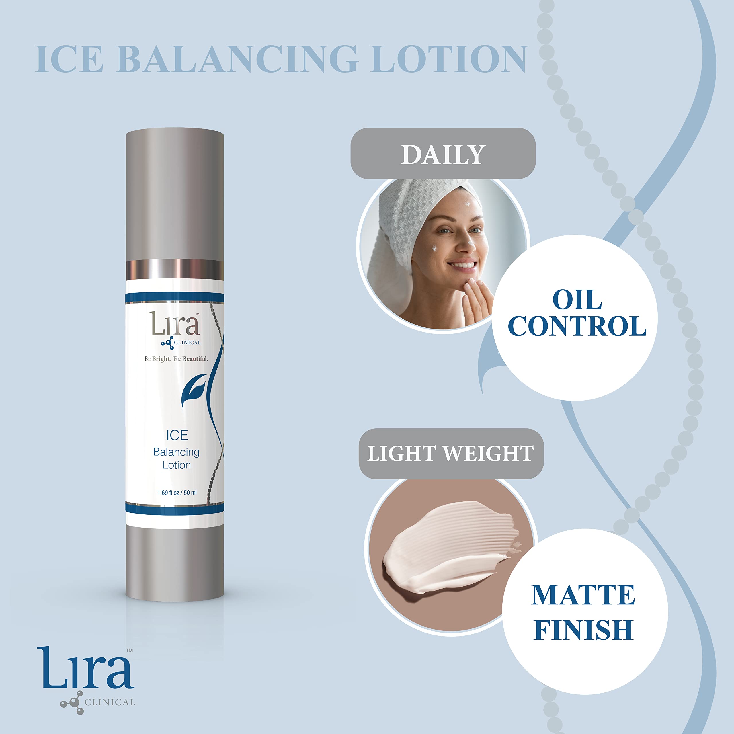 Lira Clinical Ice Balancing Lotion - Daily Oil Control Lotion & Lightweight Hydration with Skin Probiotics, Salicylic Acid & Pla