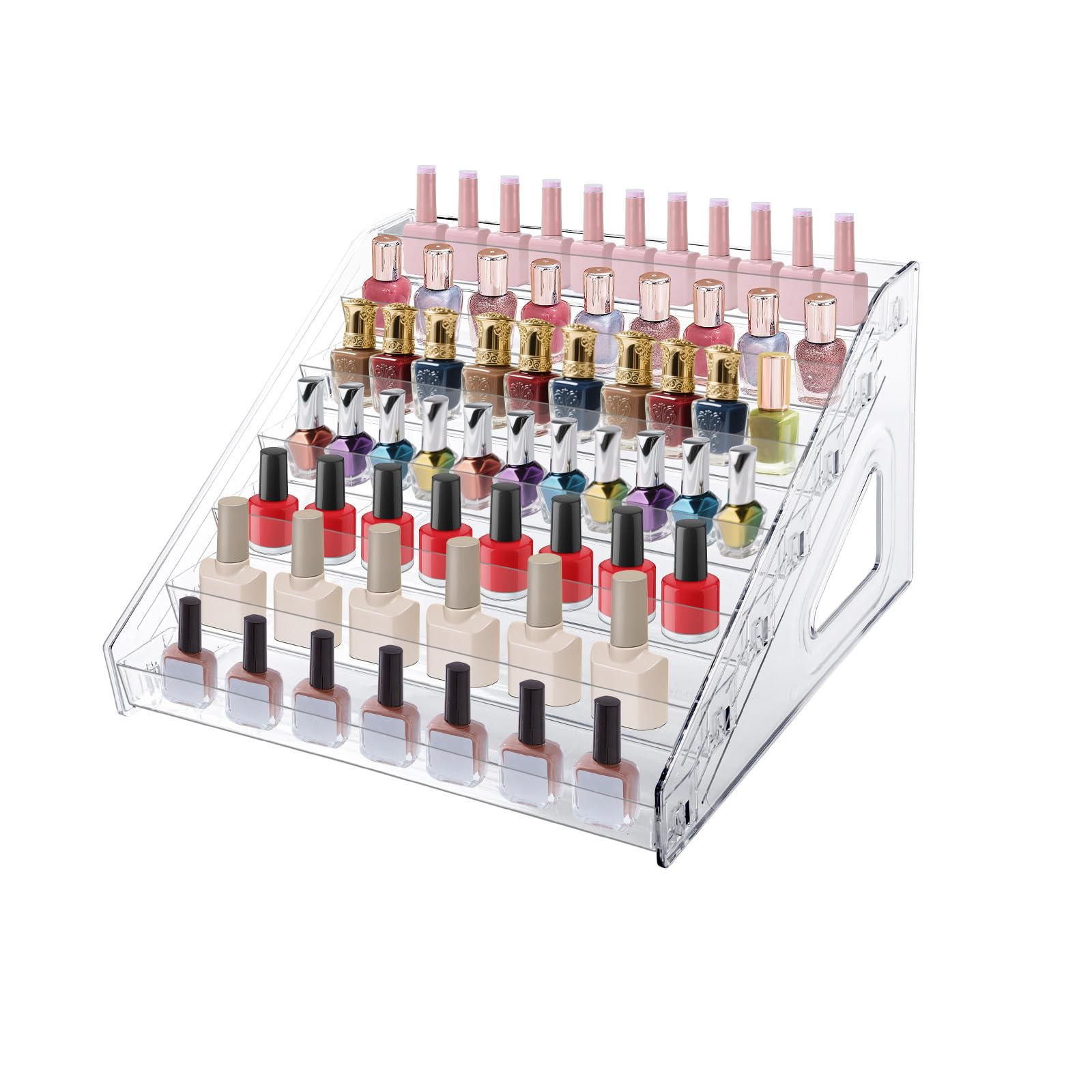 7 Layers Nail Polish Organizer Holder Rack, Clear Display Rack for Cosmetics Sunglasses Essential Oil, Stand Makeups Storage Cas