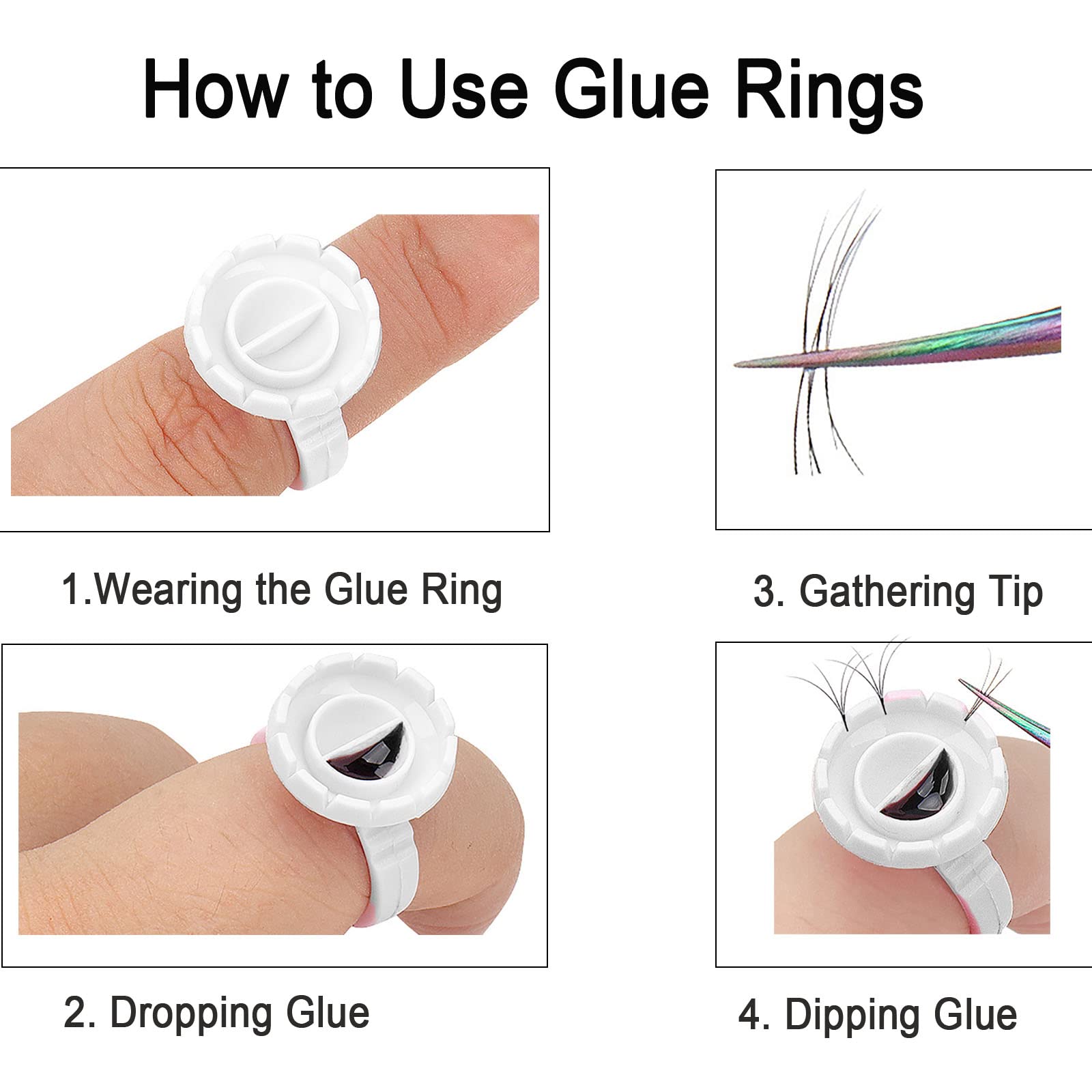 Glue Rings For Eyelash Extensions, 400 Pcs Glue Rings Lash Ring For Glue, Smart Lash Glue Ring Holder Blooming Eyelash Glue Hold