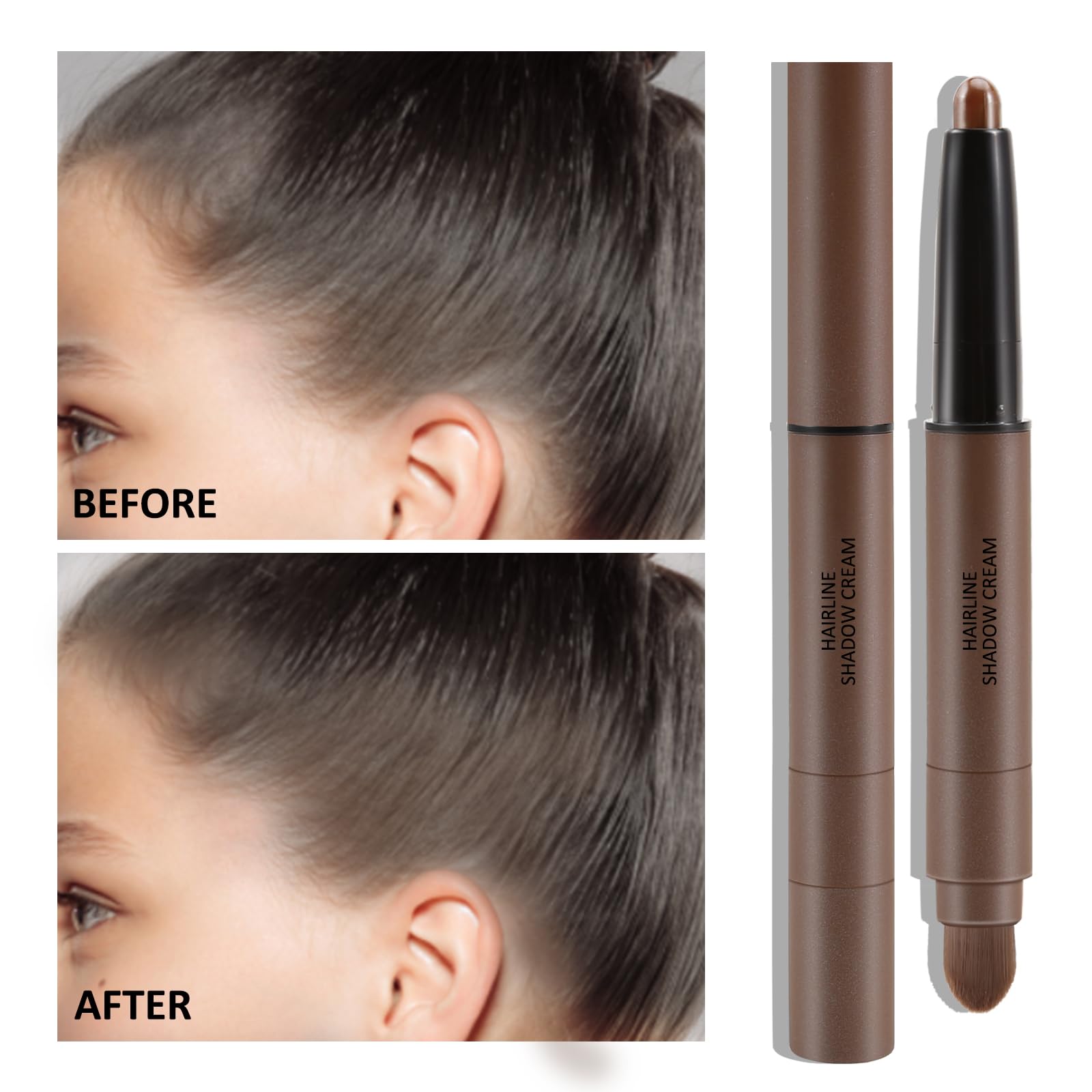Boobeen Root Touch-Up Hairline Shadow Stick, Hair Root Concealer For Thinning, Grey Hair Coverage, Use As Eyebrow Pencil And Fac