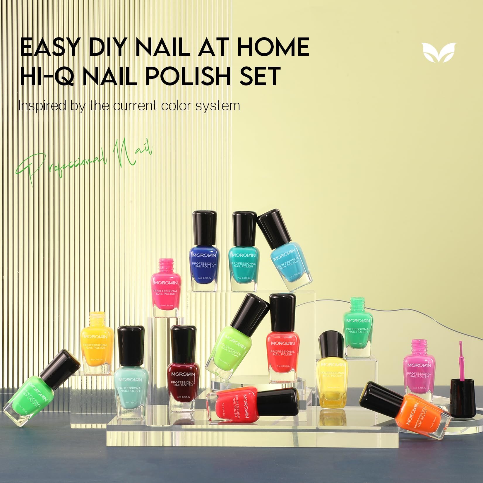 Morovan Nail Polish Set Fingernail: Rainbow Quick Dry 15 Vibrant Colors Nail Polish Kit Neno Regular Nail Polish Bulk 0.25 Oz Fi