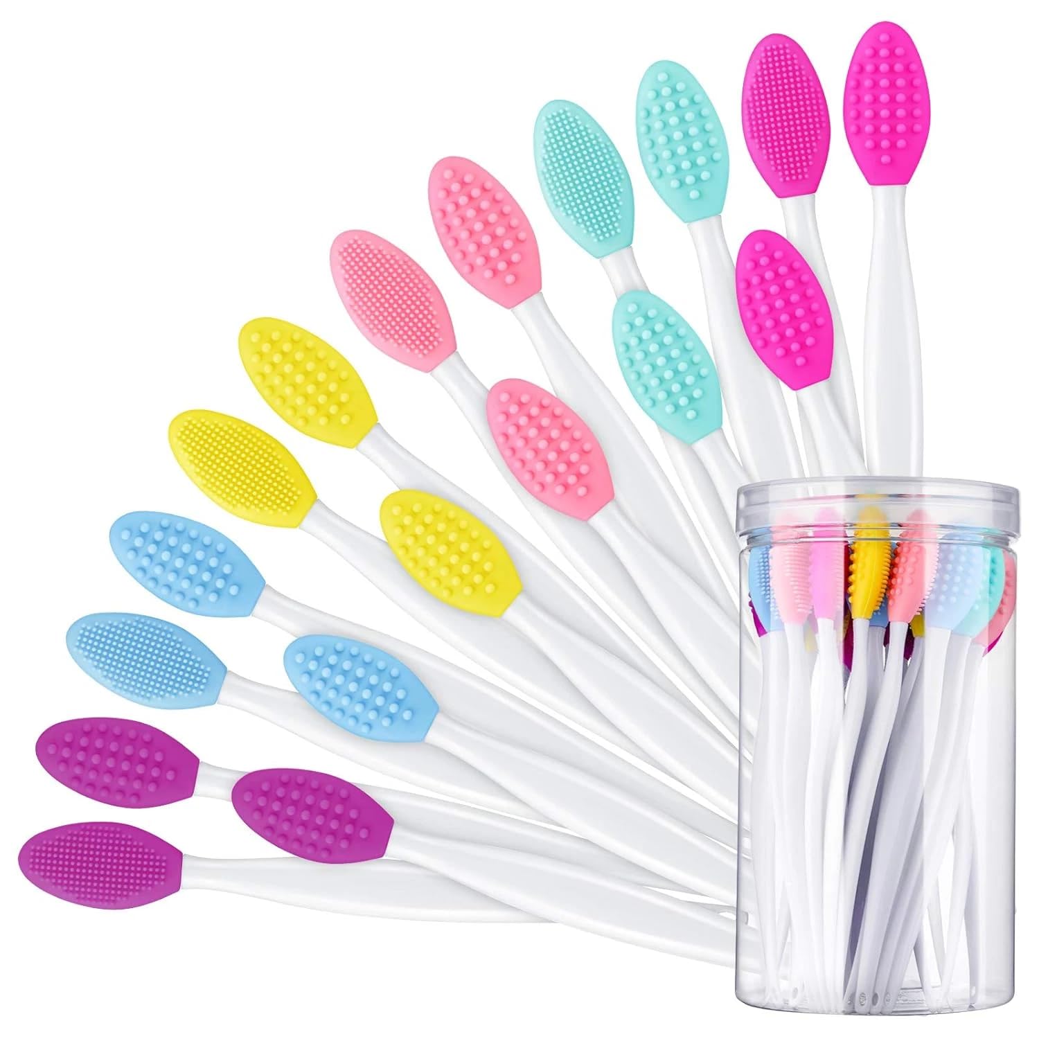 8Pcs Lip Scrub Brush, DoubleSided Mini Gentle Silicone Exfoliating Gloss Applicators Cleansing Kits for Smooth Fuller for Men W