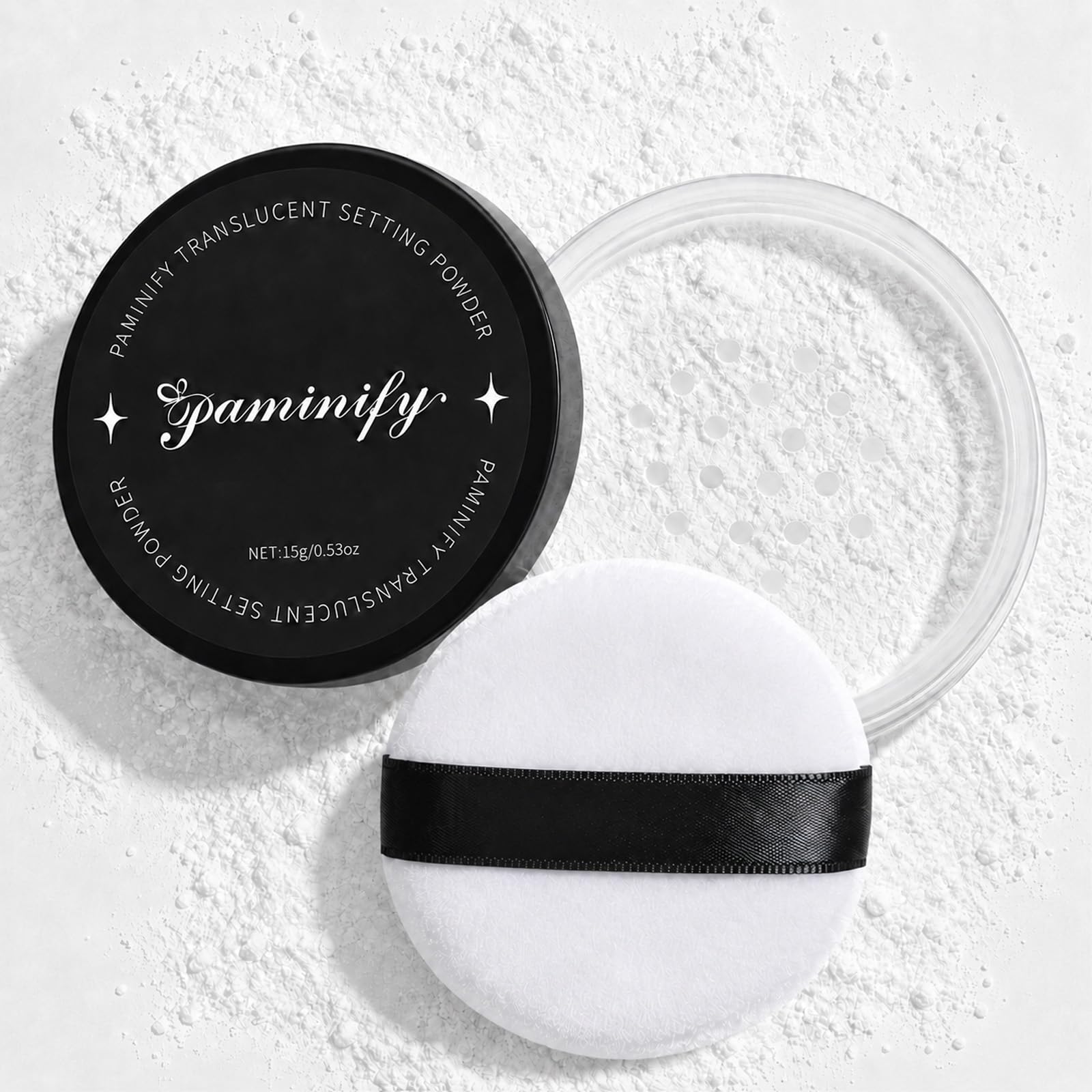 Paminify Translucent Setting Powder with Sifter, TalcFree Loose Powder Makeup for Face, Long Lasting Matte Finish, Oil Control 