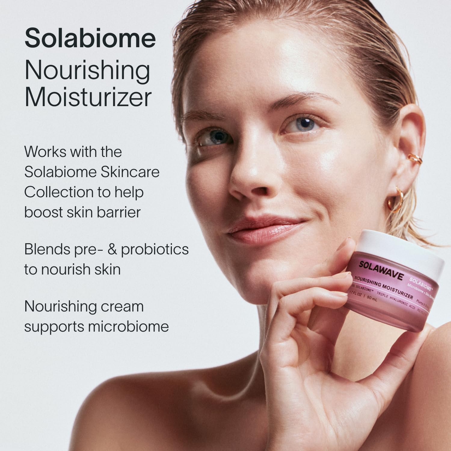 Solawave Nourishing Moisturizer Face Cream - Peptide & Hyaluronic Acid Cream With Solabiome Probiotic Barrier Booster - Gel Mois