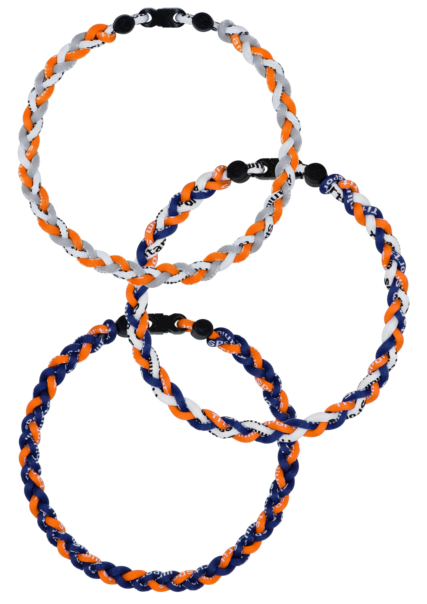 SUPBOMM 3 pcs Baseball Rope Necklaces, League Team Colors Braided Necklace, Baseball Team Gifts, Tigers
