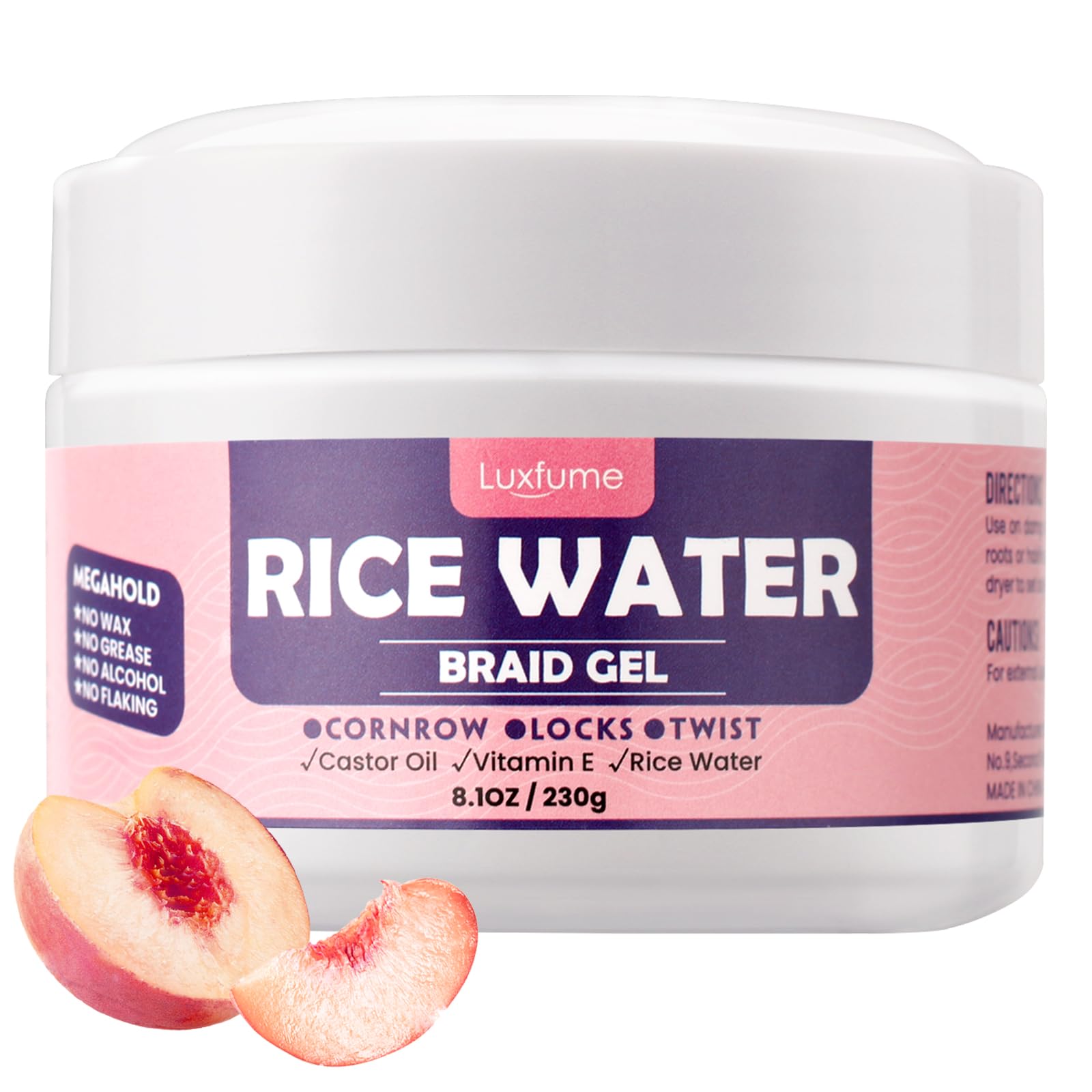 Luxfume Braiding Gel Extra Hold 8.1 Oz - Great For Braids,Twist, Locs & Smooth Edges - Braid Gel Extreme Hold Adds High Shine,Ed
