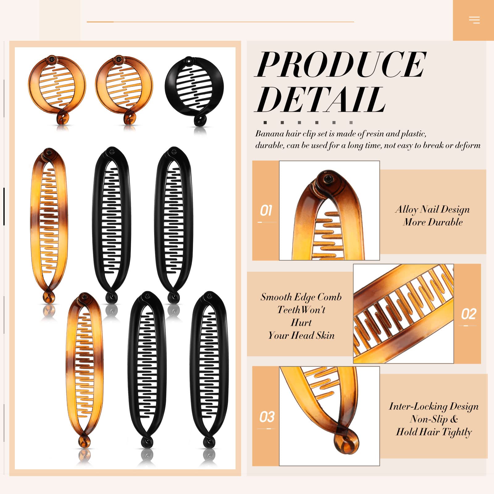 12 Pieces Hair Clips And Ponytail Holders - Classic Large Double Comb, Fishtail Clip, Banana Style Clips For Women And Girls, 4
