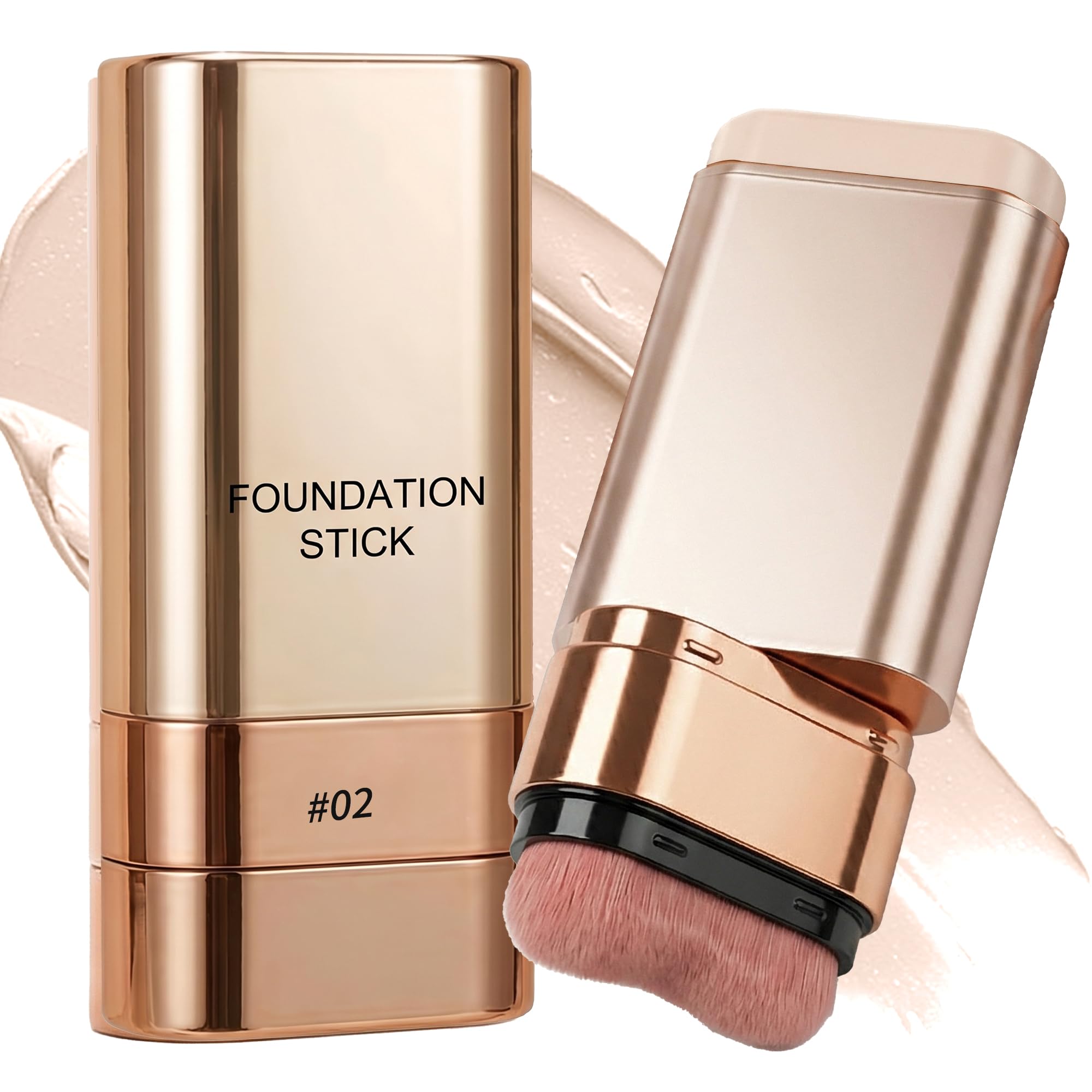 Foundation Stick, 2 in 1 Dual-Ended Concealer 24Hr Long-Lasting Foundation Contour Stick, Waterproof Creamy Complexion Sticks wi