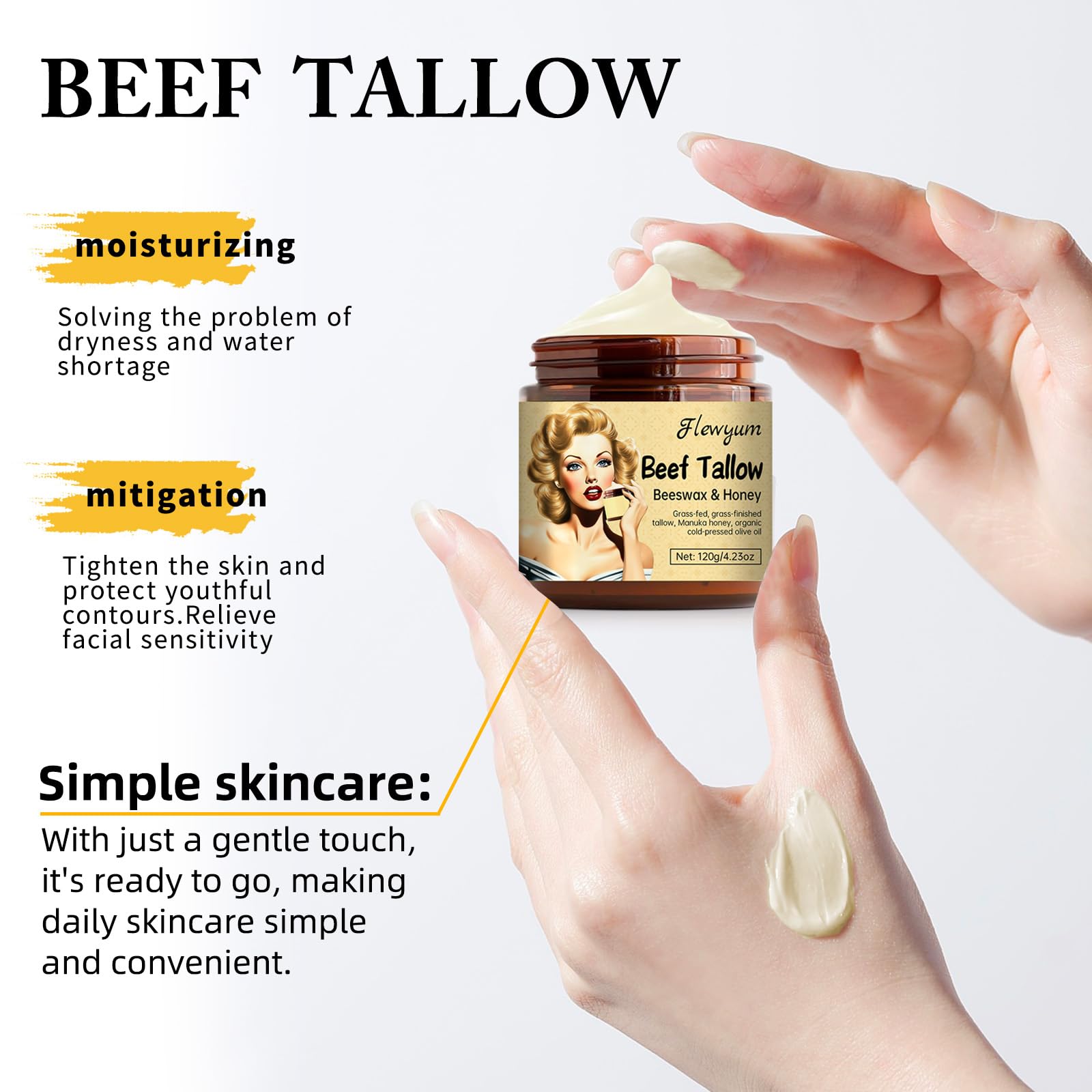 Whipped Beef Tallow And Manuka Honey Balm For Skin Unscented Grass Fed Grass Finished Organic Face Cream Moisturizer Body Lotion