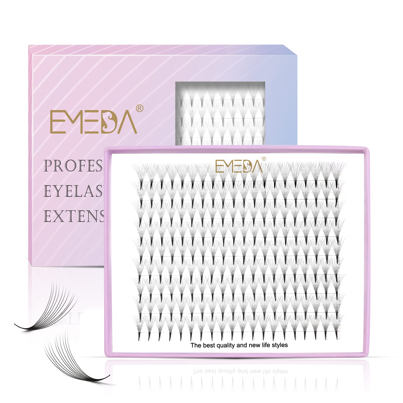 EMEDA 180 Fans Premade Fans Eyelash Extensions Thin Base 10D Stable D Curl Pointy Base Premade Lash Extensions Fans Pre Fanned V