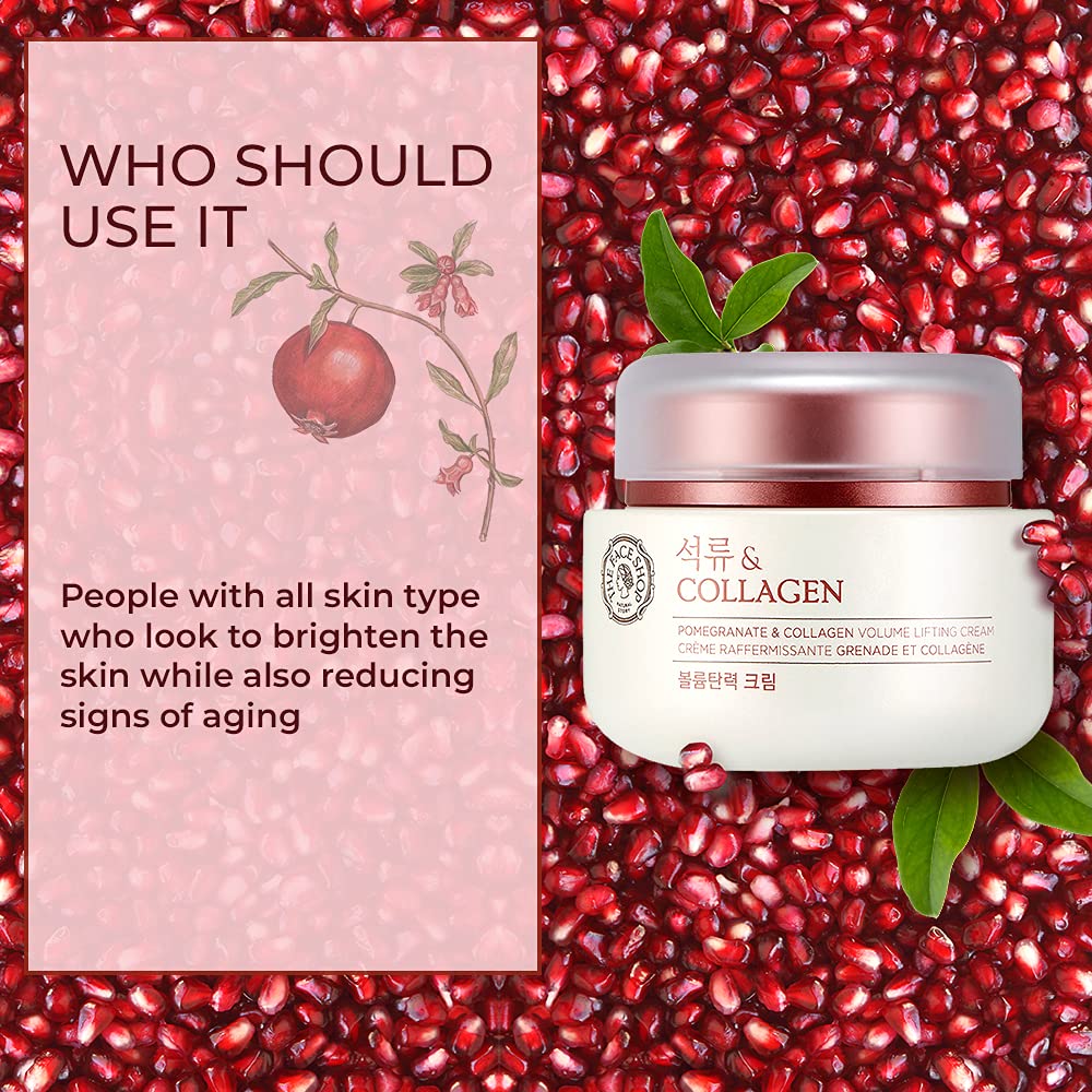The Face Shop Pomegranate & Collagen Volume Lifting Eye Cream | Deep Revitalizing Cream For Elasticity, Firmness & Density | Ant
