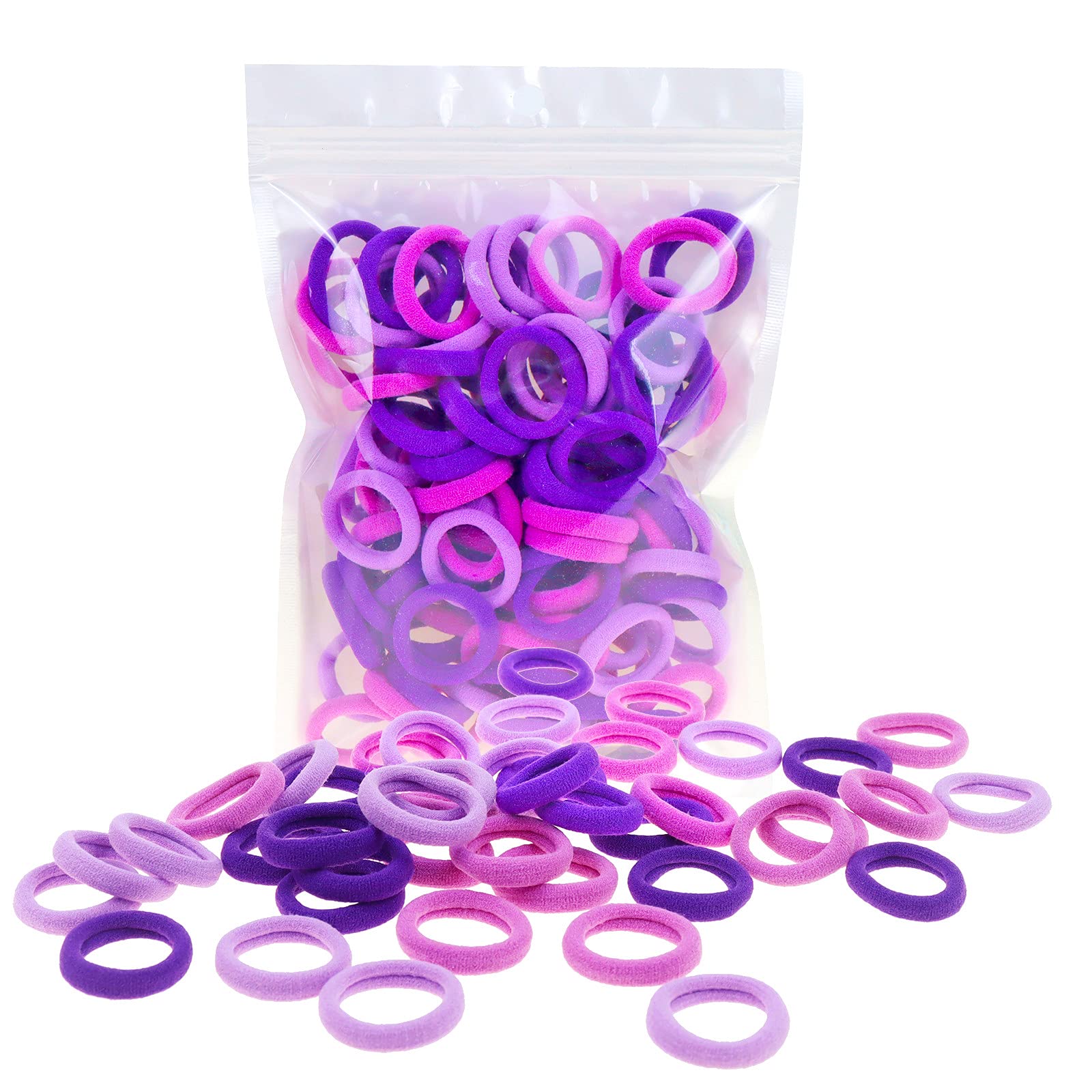 100 Pack Purple colorful Nylon Small Elastics Hair ties Toddlers ' Ponytail holder