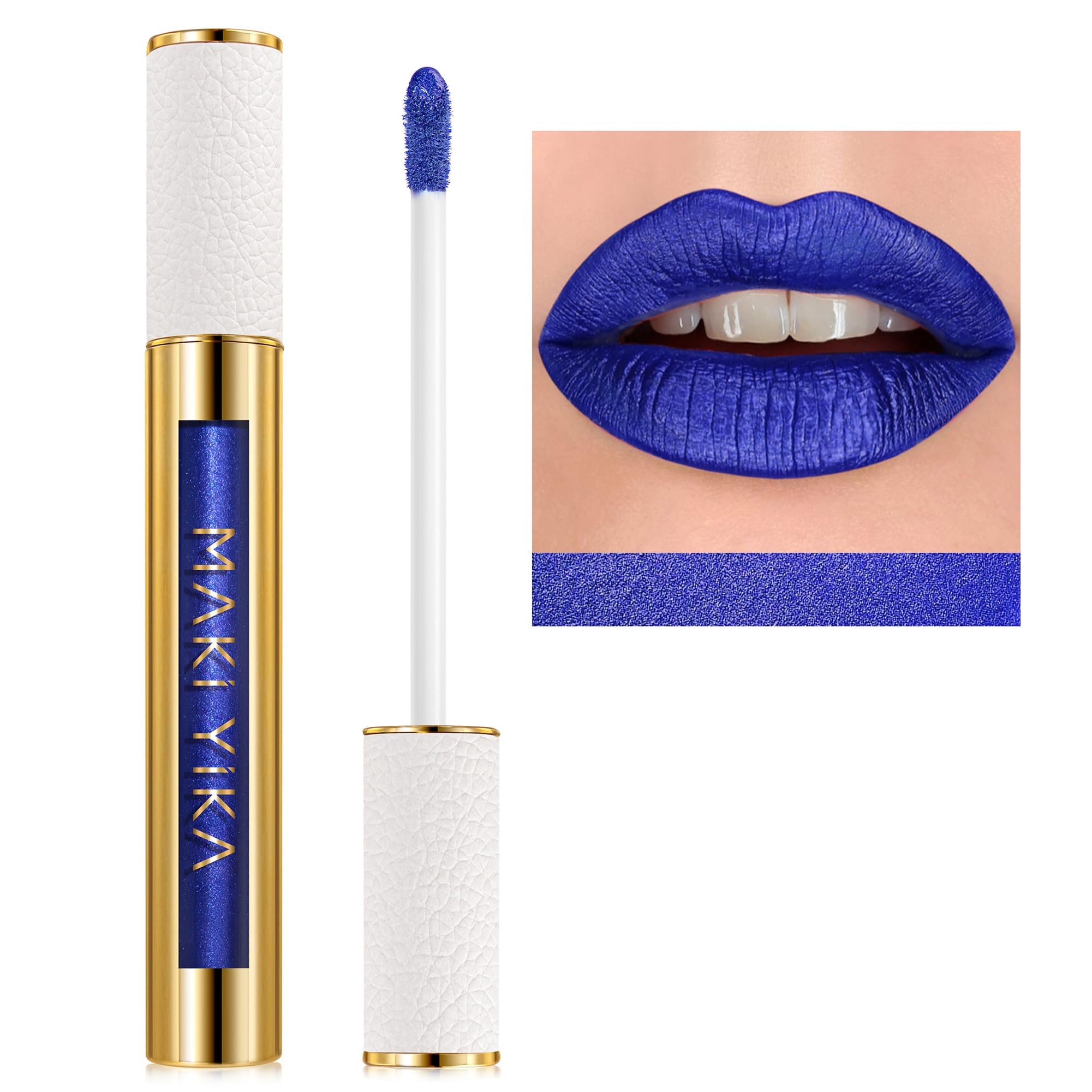 MAKI YIKA Blue Lipstick for Women Metallic Lipsticks Glitter Long Lasting Lipstick No Smudge No Transfer Liquid Pink Lip Gloss (