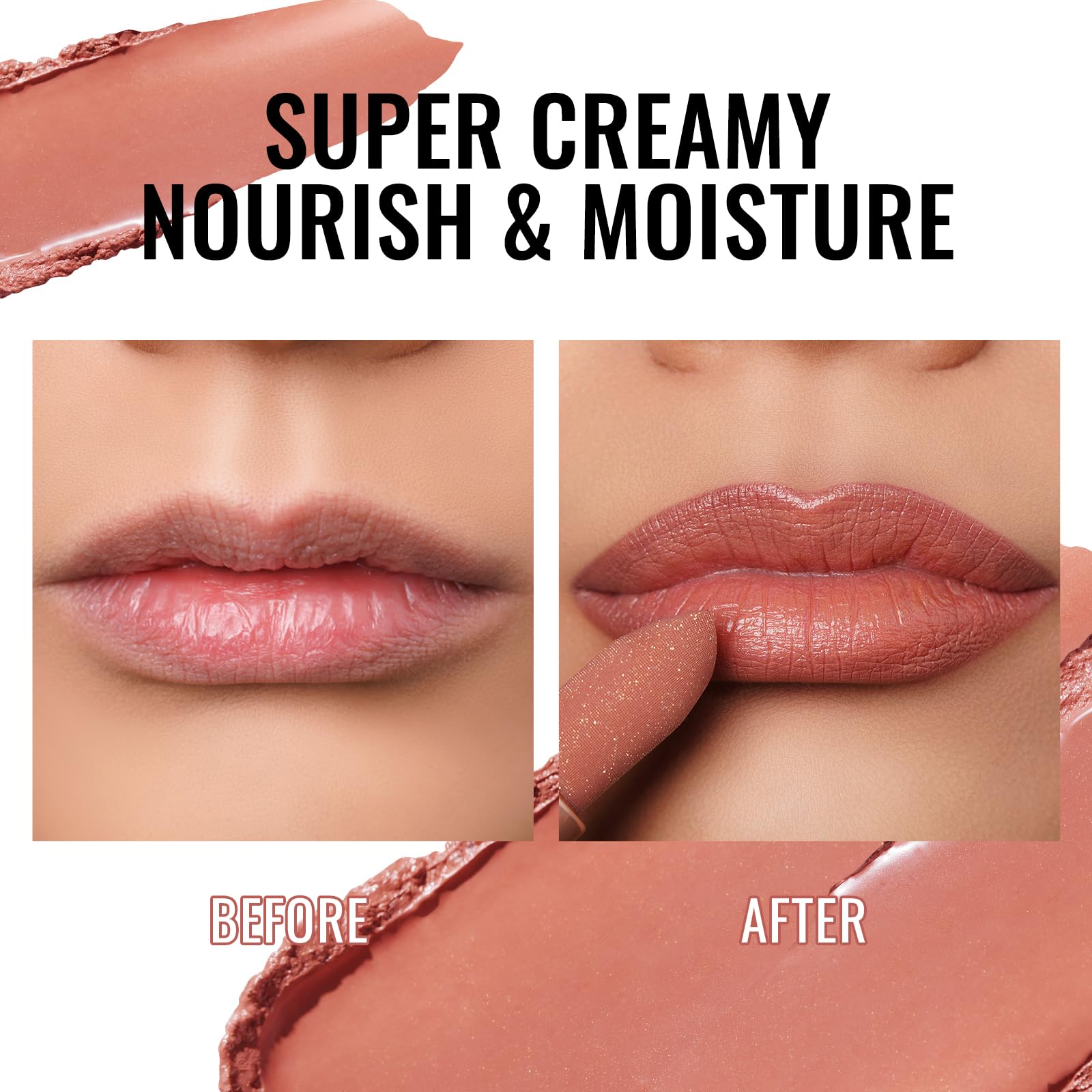 Oulac Moisturizing Peach Lipstick for Girls Moisture-Rich Tinted Lip Balm with Sparkle, Lightweight Lip Makeup, Shea Butter Form