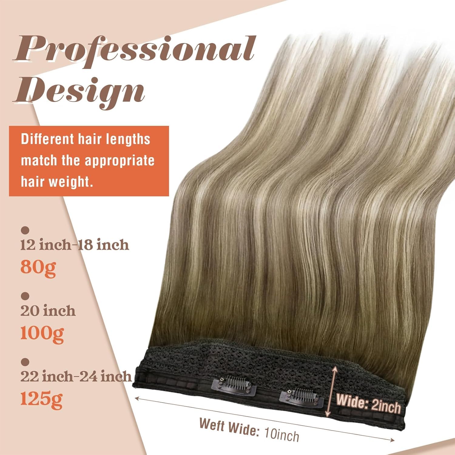 Sunny Wire Hair Extensions Human Hair invisible wire hair extensions Brown to Light Brown with Medium Blonde #3/8/22 18 Inch