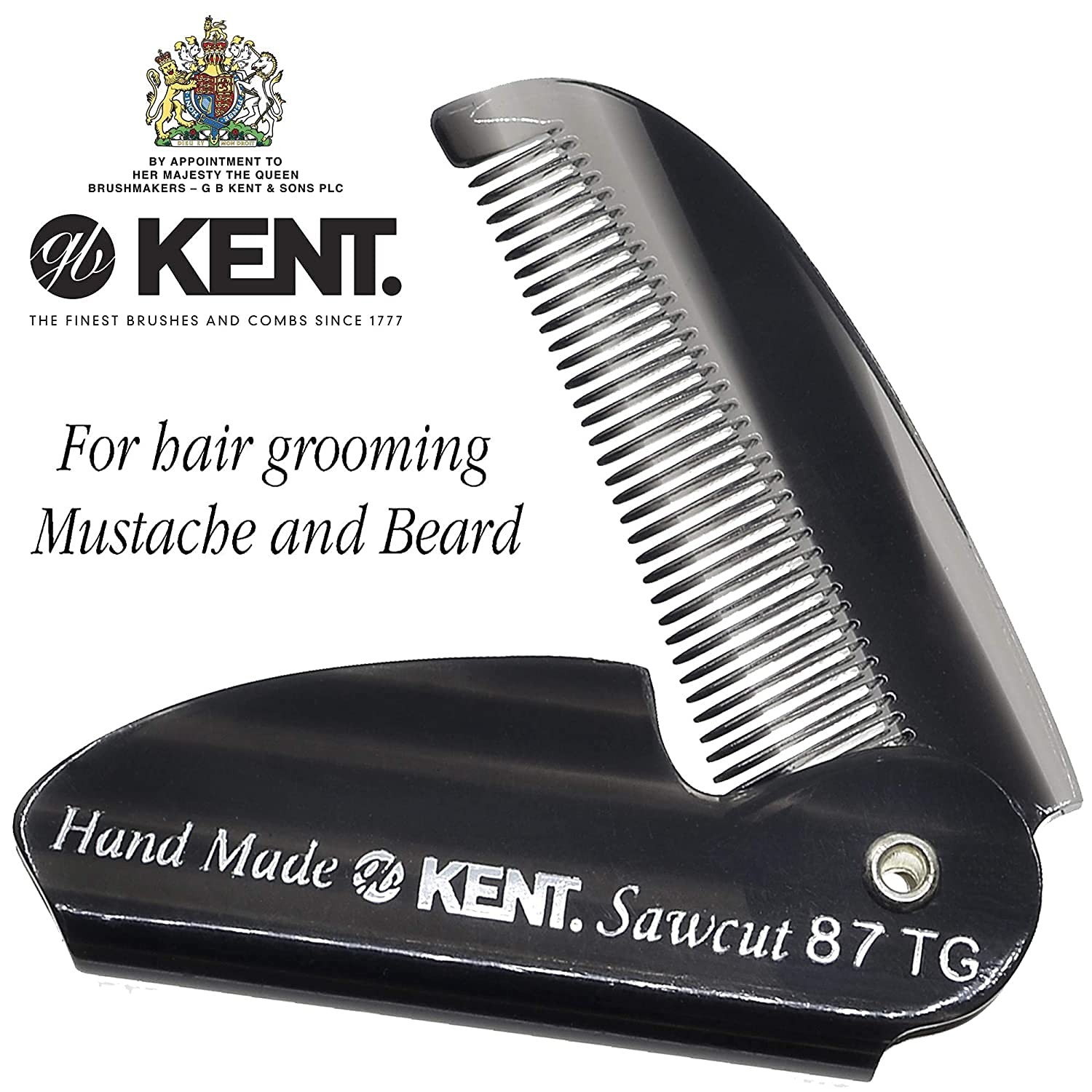 Kent 87T combo Handmade Folding Pocket comb for Men, Fine Tooth Hair comb Straightener for Everyday grooming Styling Hair, Beard