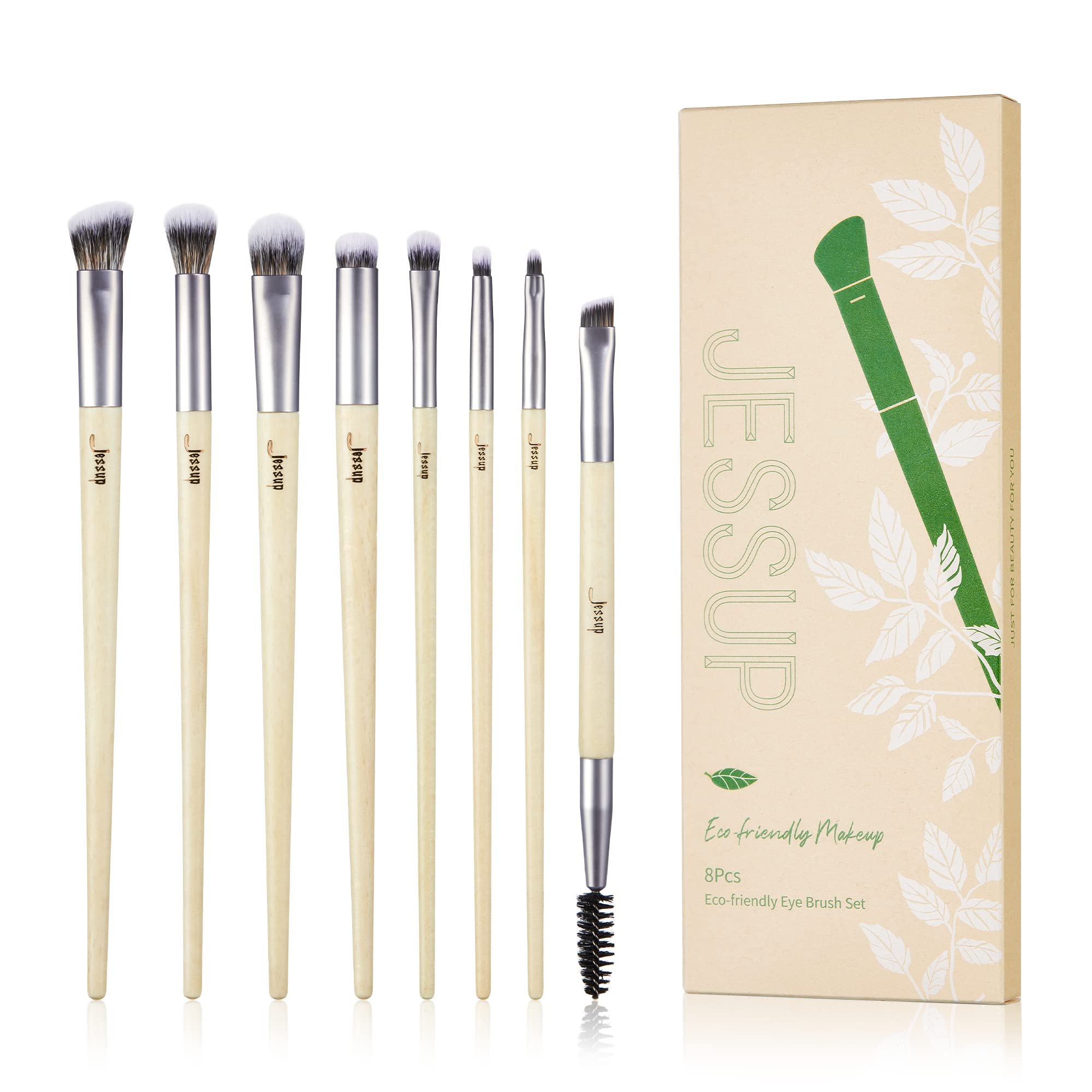 Jessup Eyeshadow Brush Set 8pcs Eye Makeup Brushes Premium Cruelty-Free Eyeshadow Blending Concealer Eyebrow Eyeliner Spoolie Br