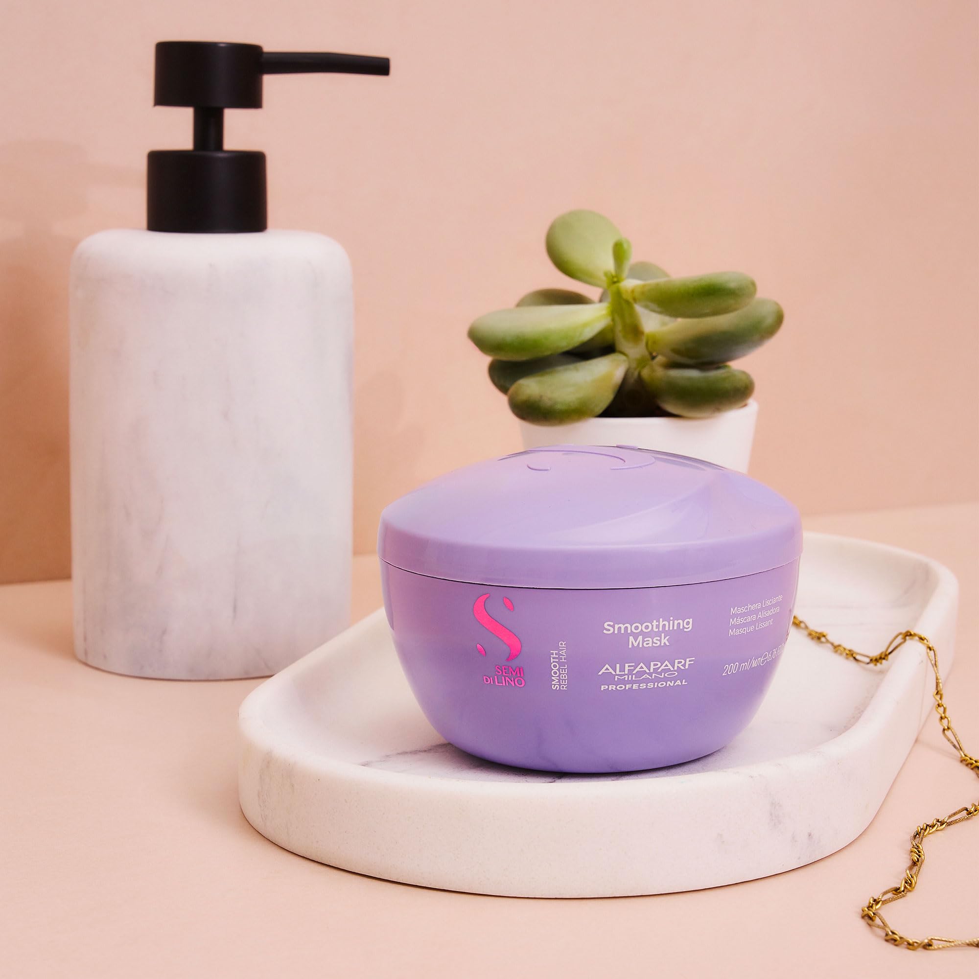 Alfaparf Milano Semi Di Lino Smooth Mask For Frizzy And Rebel Hair - Intensive Detangling Hair Treatment - Controls Frizz - Stra