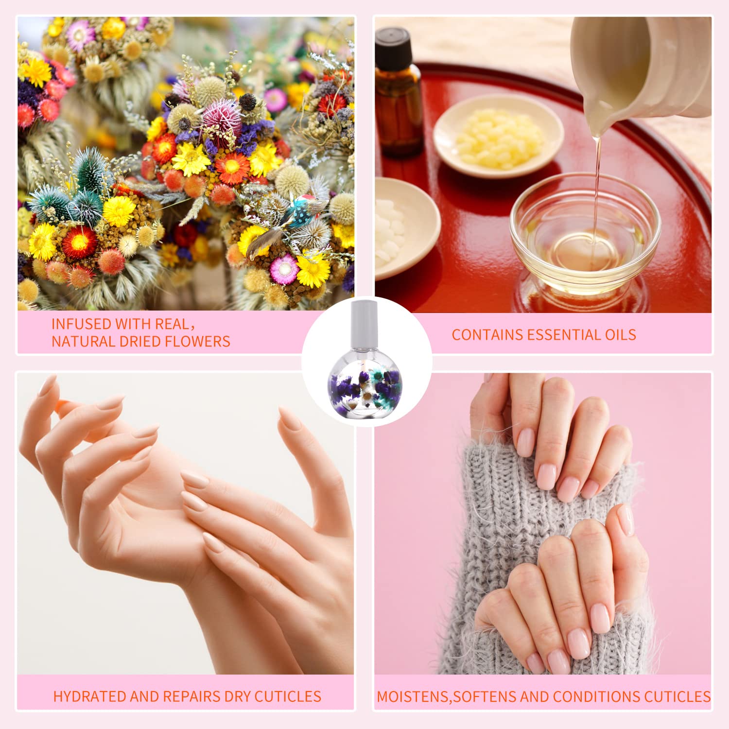 Nbc Beautilab Flower Essence Cuticle Oil. Use Natural Ingredients And Vitamin E To Moisturize And Activate The Cracked And Hard