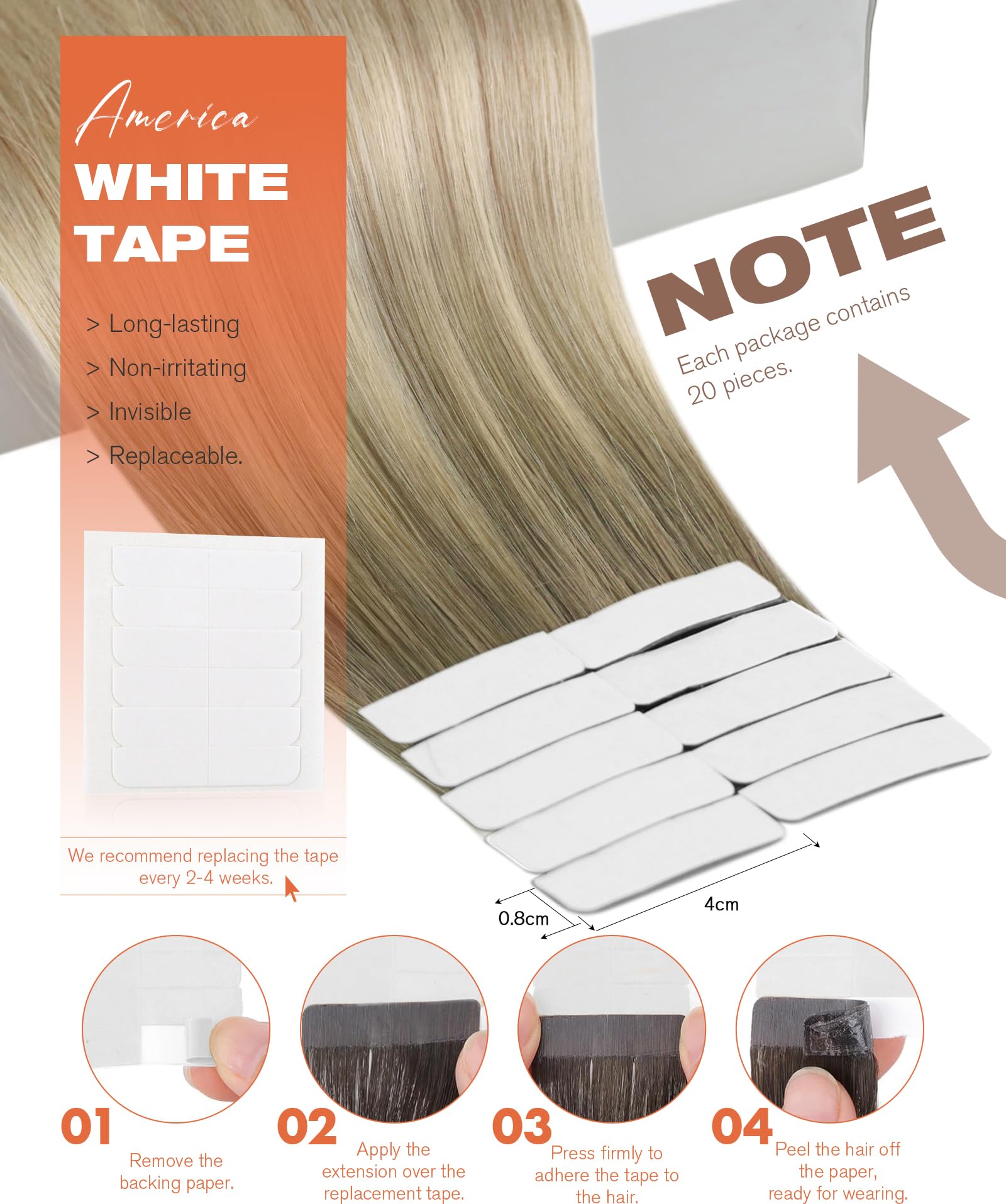 Sunny Hair Tape in Hair Extensions Real Human Hair Invisible Remy Hair Extensions Tape ins for Women Ash Blonde Root to Platinum