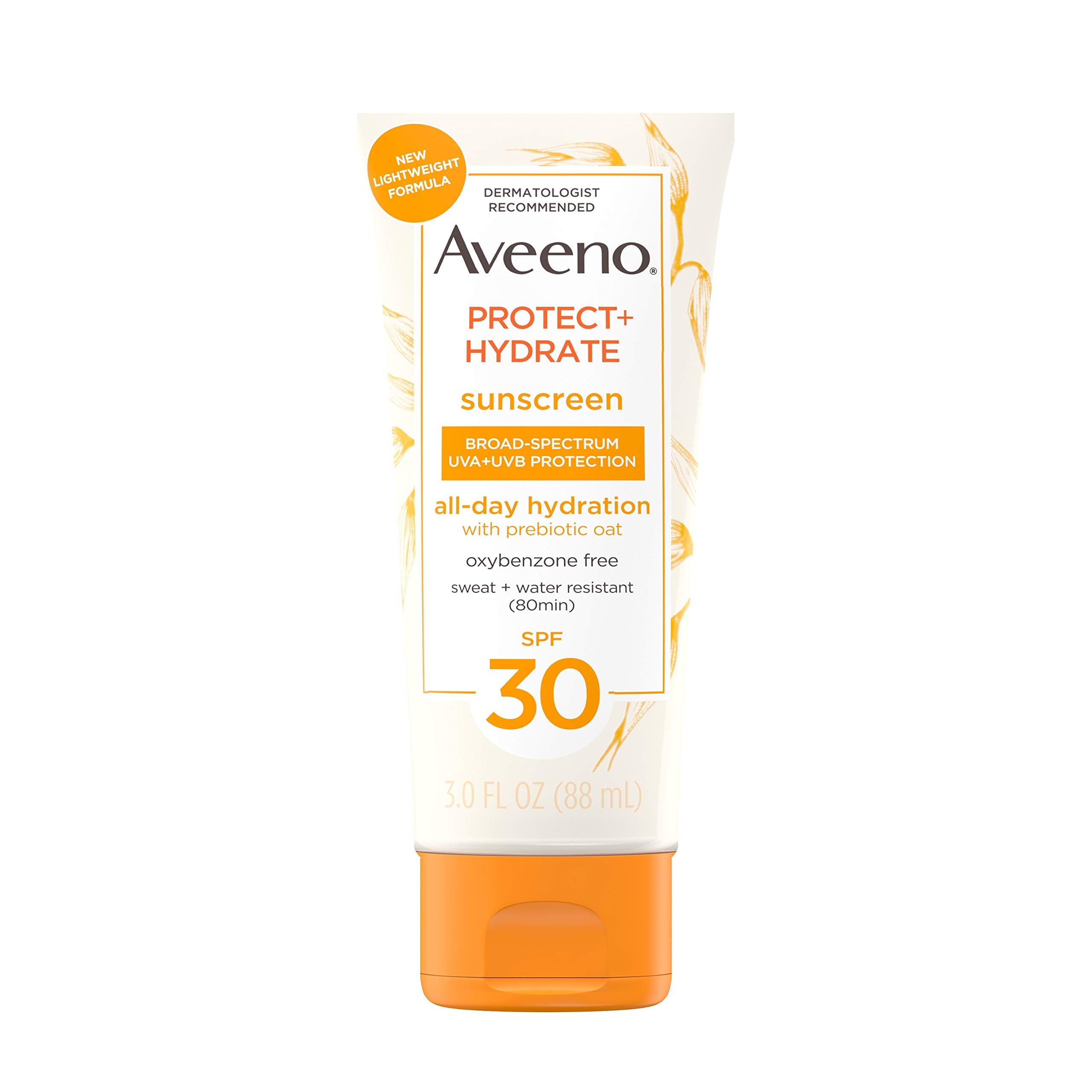 Aveeno Protect + Hydrate Moisturizing Body Sunscreen Lotion With Broad Spectrum Spf 30 & Prebiotic Oat, Weightless & Refreshing