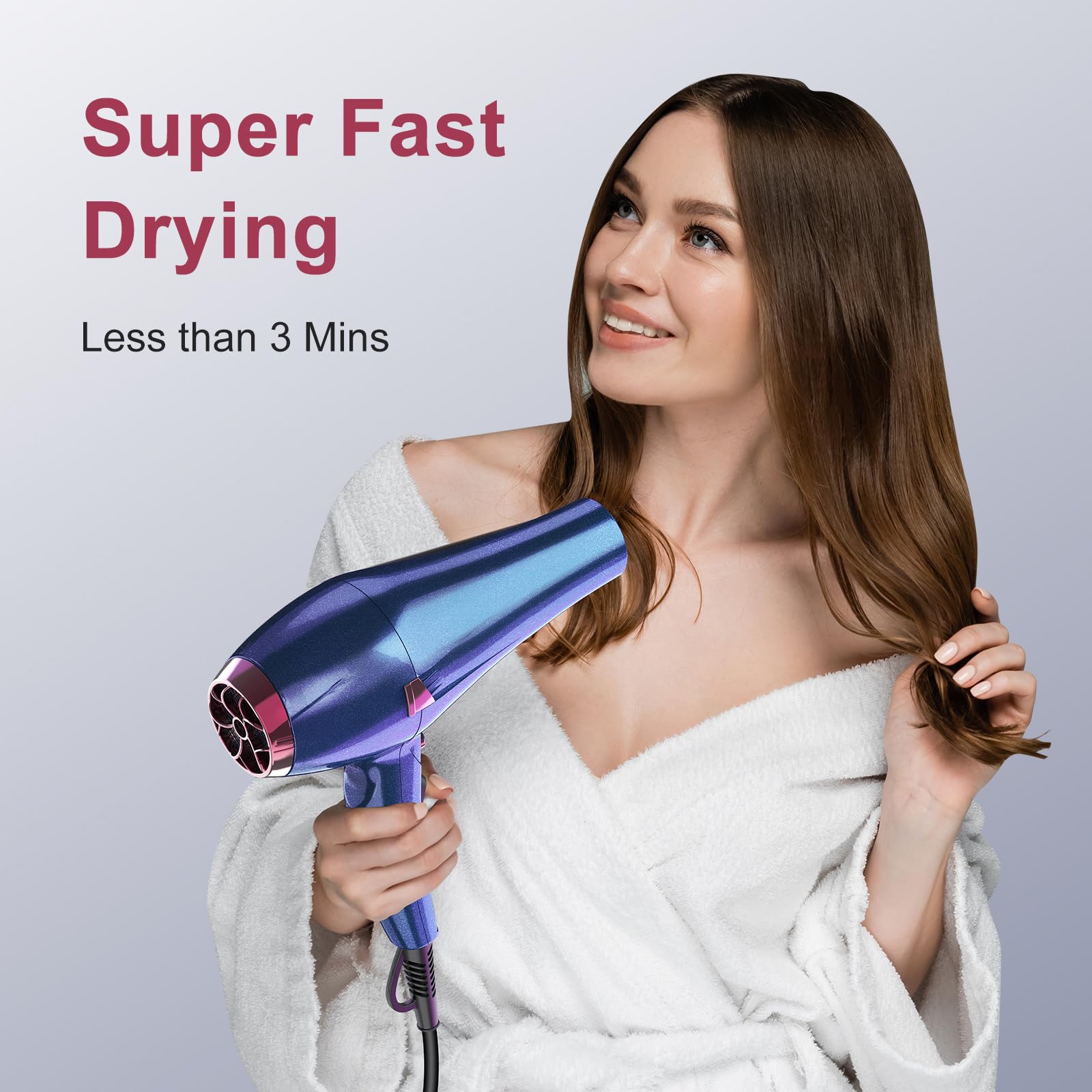 CONFU Hair Dryer, 1875W Blow Dryer, Ionic Hair Dryer with Diffuser and Nozzles for Quietly Quickly Drying, Powerful Hair Dryers