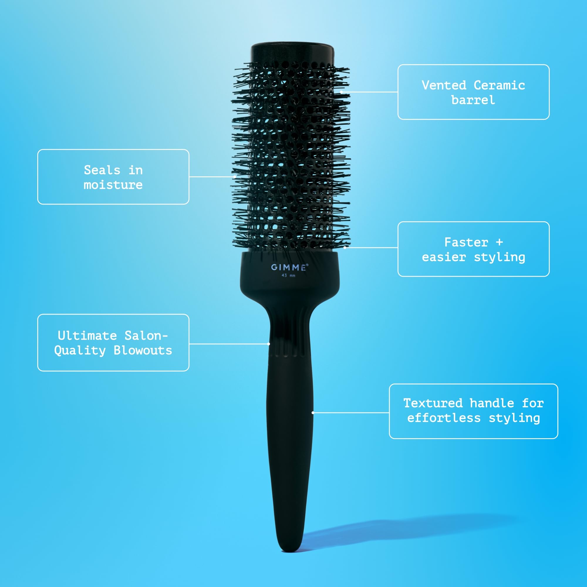 Gimme Beauty Medium Round Brush - Thermal Blow Out Brush for Drying & Curling - Designed with a Barrel Vent & Heat-Resistant Bri