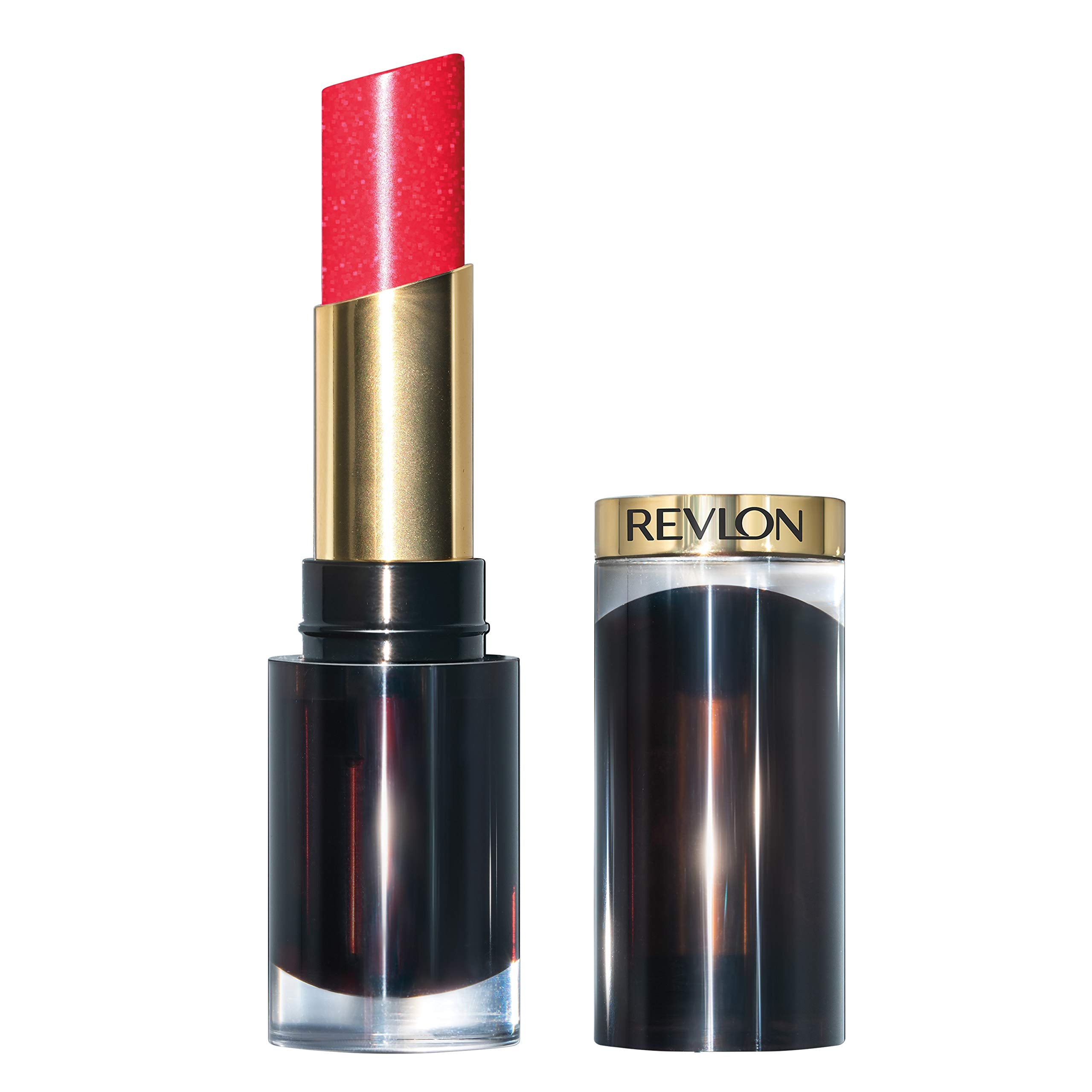 REVLON Super Lustrous Glass Shine Lipstick, Flawless Moisturizing Lip Color with Aloe, Hyaluronic Acid and Rose Quartz, Fire & I