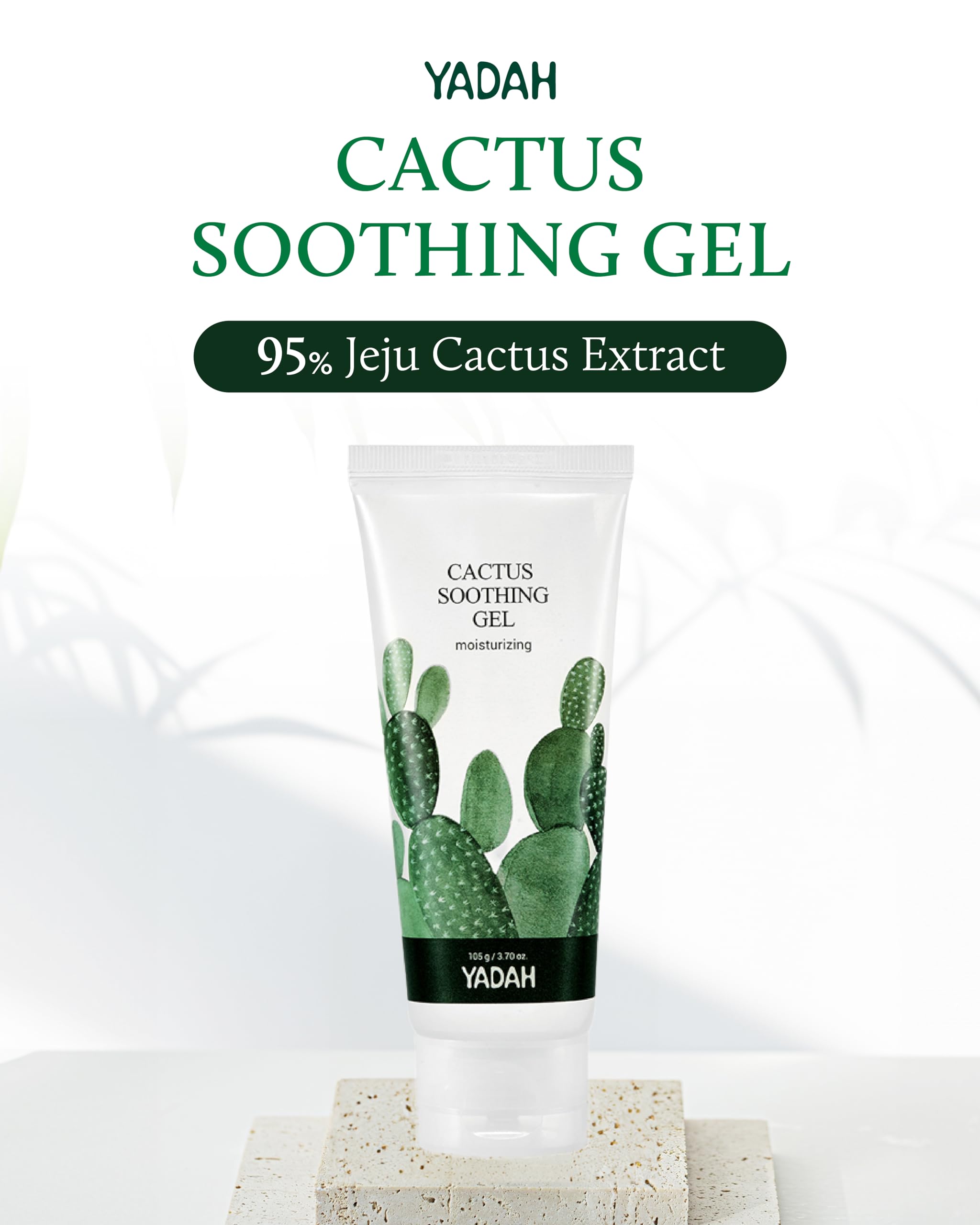 Yadah Cactus Soothing Gel (8.45Fl Oz) - Sunburn Relief, Calm, Cool & Soothe Irritated Skin, Face Redness. Korean Skin Care. 95%