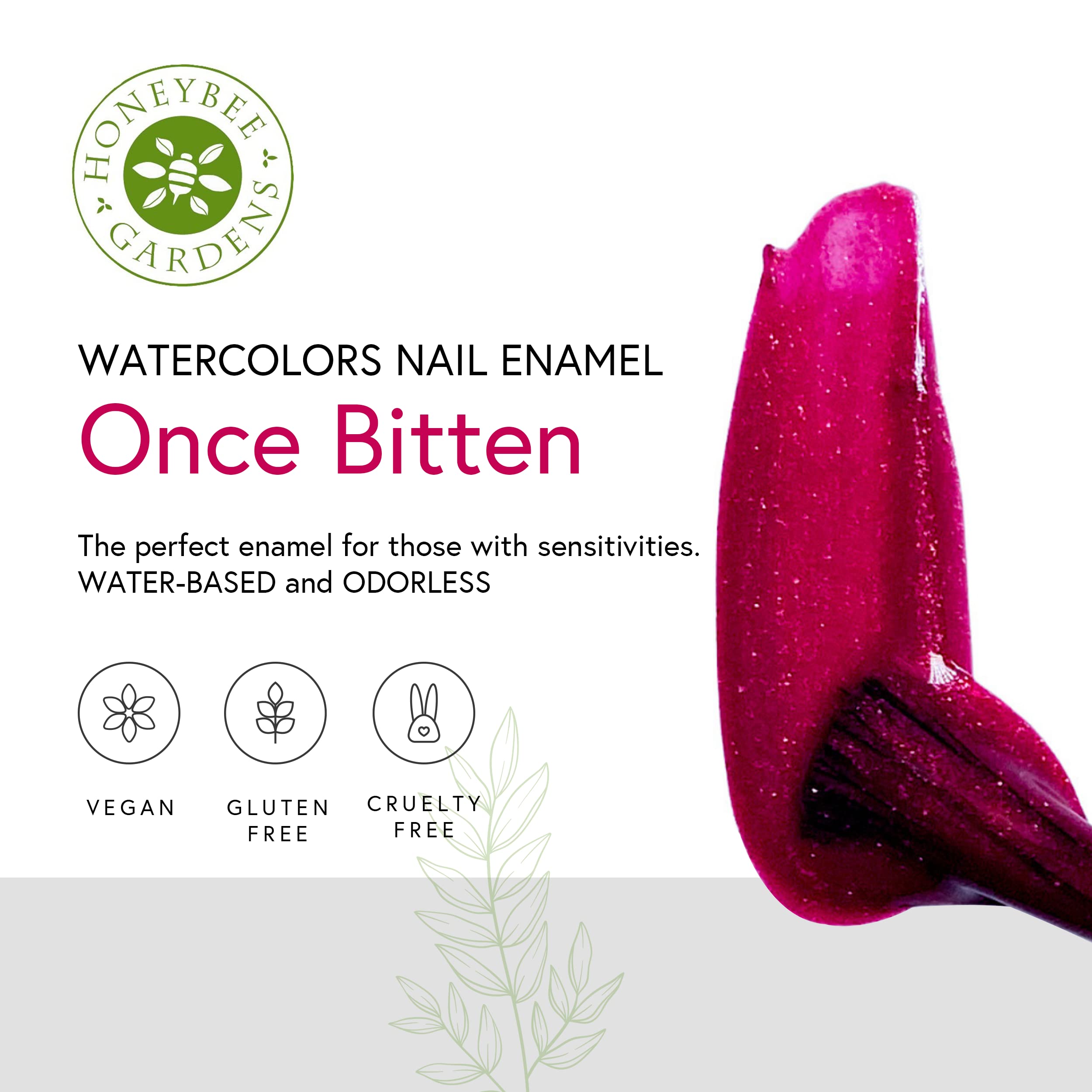 Honeybee Gardens Water-Based Nail Enamel, Once Bitten, Rich Cranberry With Slight Gold Shimmer, Eco-Friendly, Odorless & Vibrant