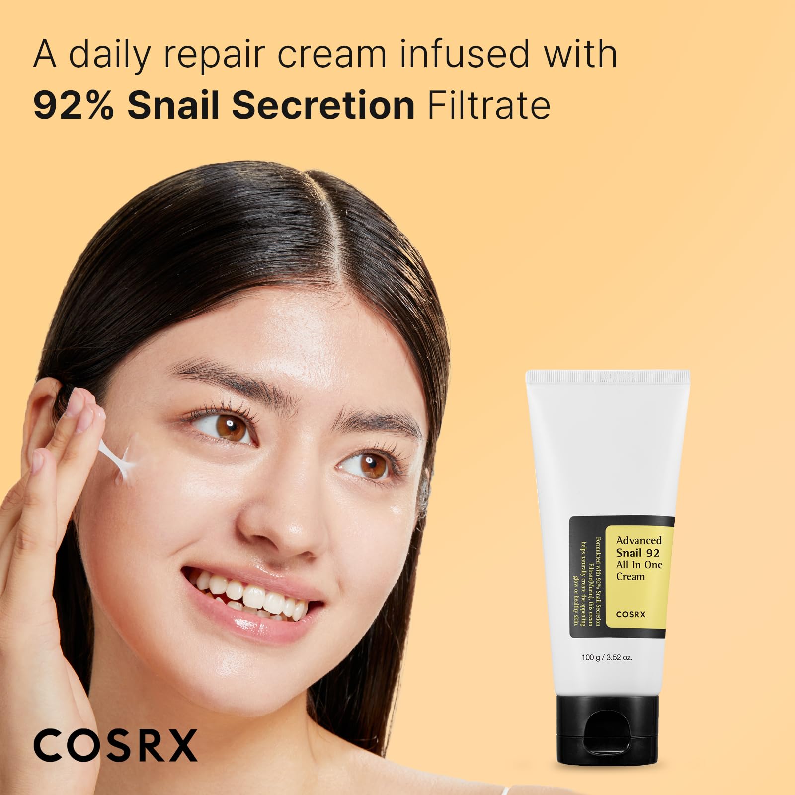 Cosrx Snail Mucin 92% Moisturizer, Daily Repair Face Gel Cream Tube Type For Dry, Sensitive Skin, Not Tested On Animals, No Para