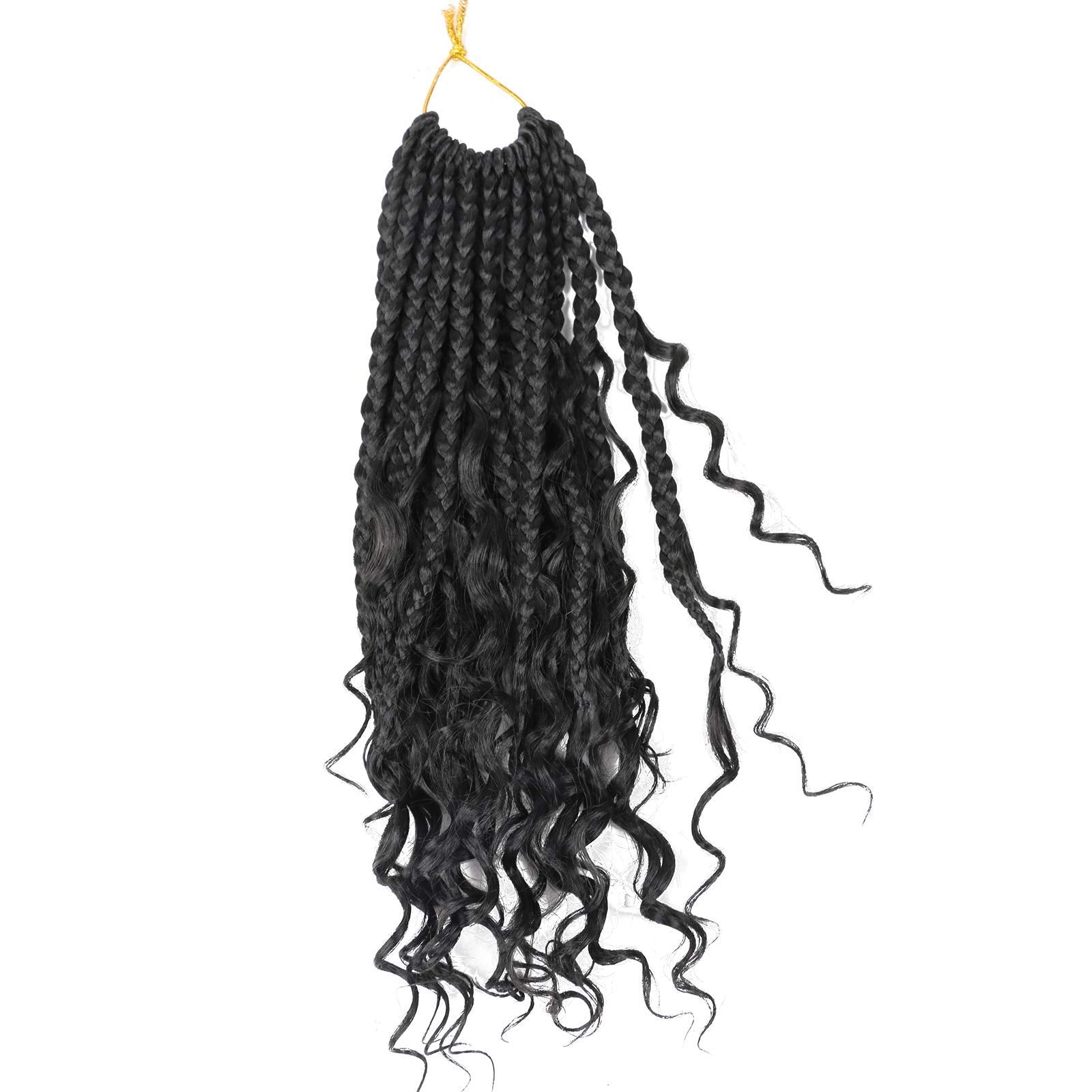LMZIM 12 Inch Boho Box Braids Crochet Hair Bohomian Crochet Box Braids Curly Ends 8 Pack 3X Crochet Braids Synthetic Braiding Ha