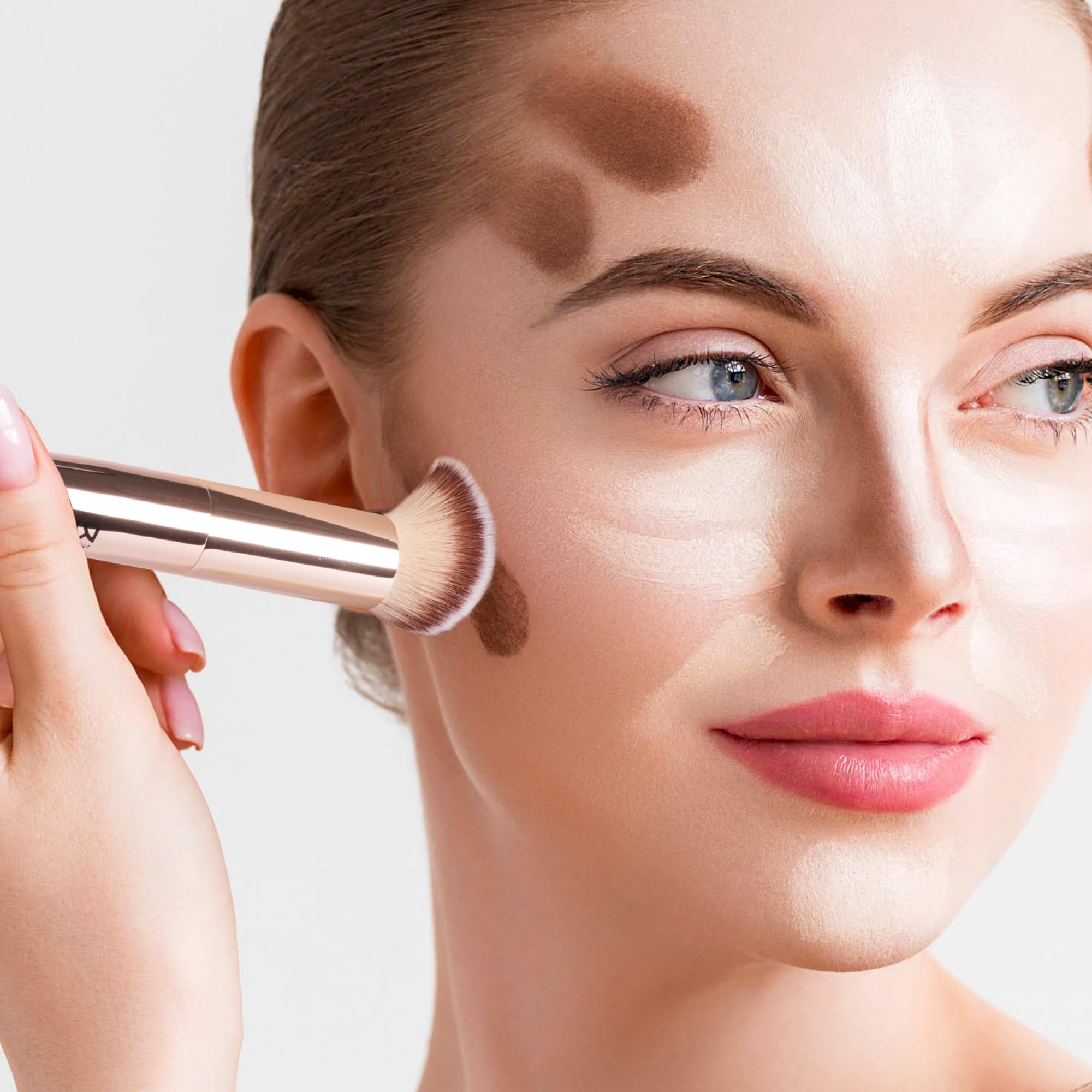 Kiss New York Professional Dual Ended Complexion Brush For Blending And Even Application, Angled Sculpting Applicator For Concea