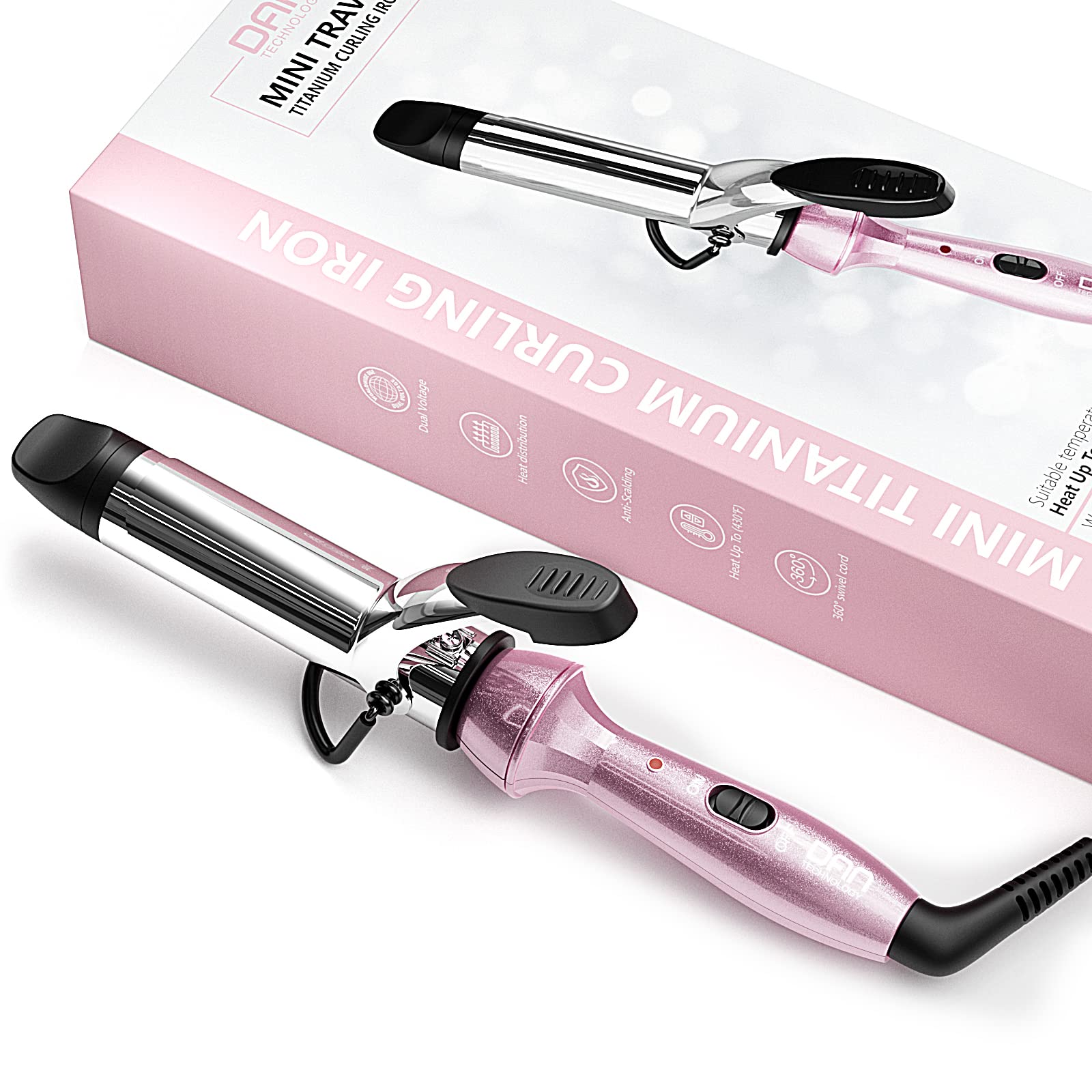 Dan Technology Travel Curling Iron,Mini Curling Iron,Dual Voltage Curling Iron Up To 450