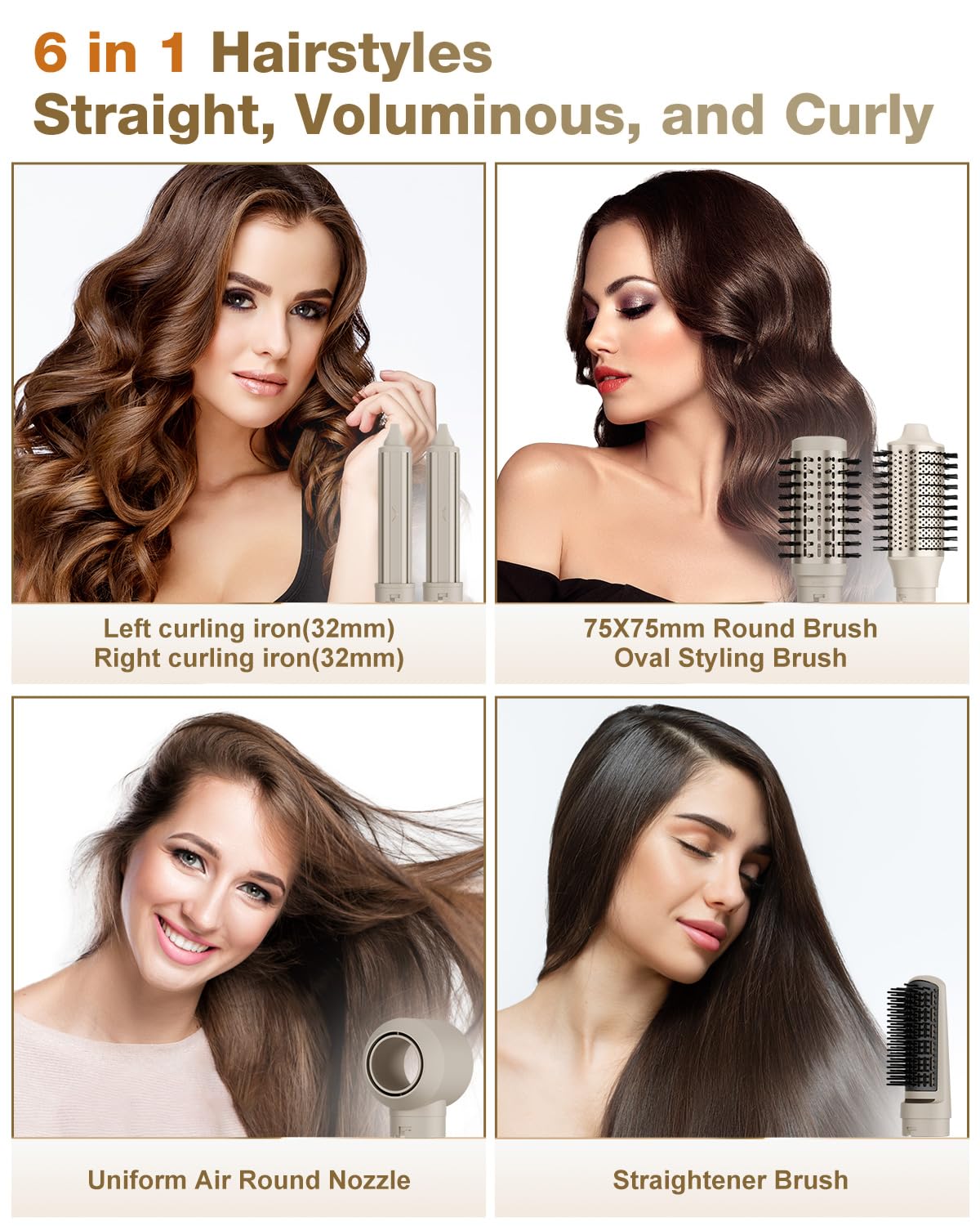 7MAGIC Hair Dryer Brush & 6 in 1 Hair Styler,110,000 RPM High-Speed Negative Ionic Hair Dryer Fast Drying, Multi Hair Styler, Pr