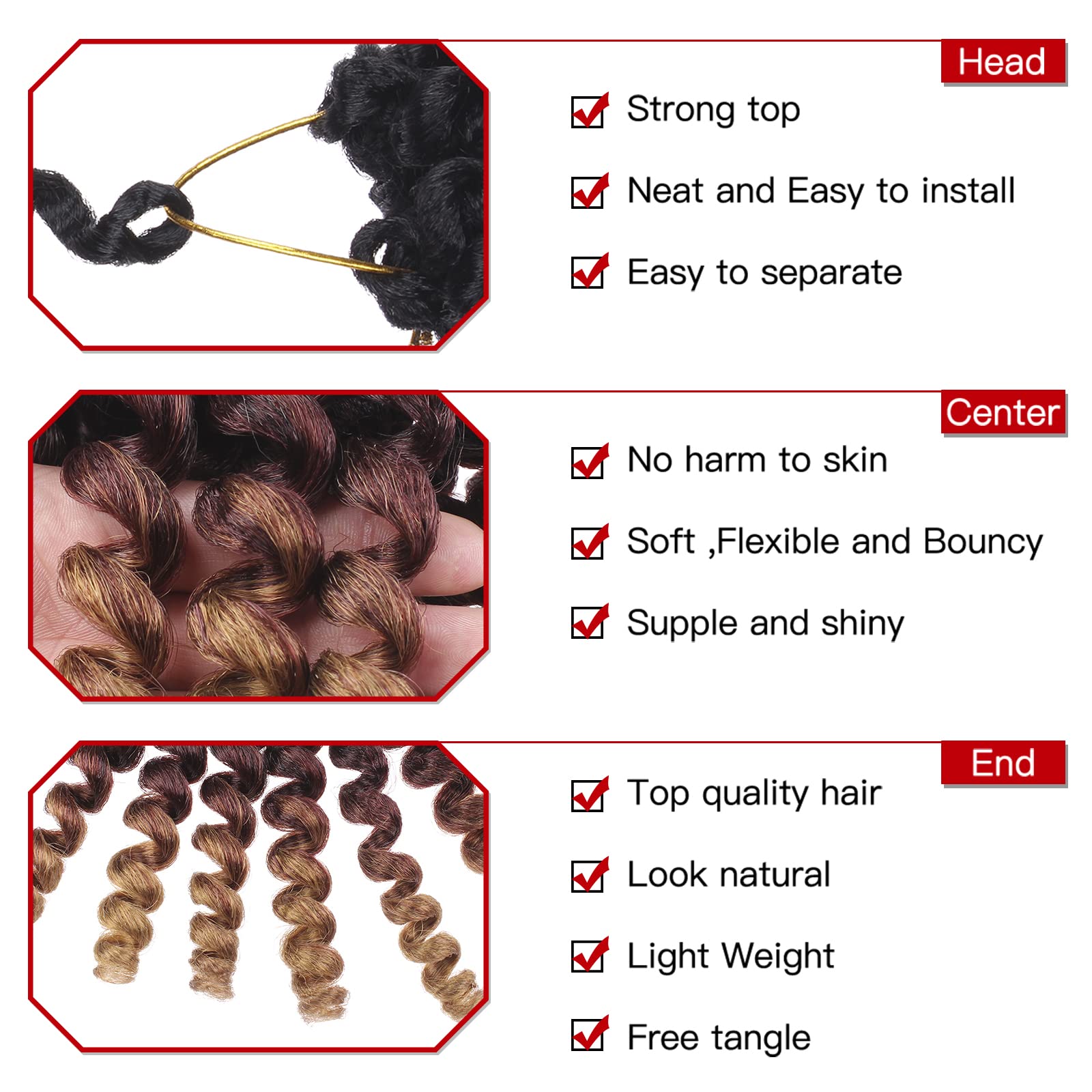 5 Packs Wand Curl Hair 8Inch Jamaican Bounce Synthetic Crochet Twist Braids Hair Extension 20Strands/Pack Xtrend Hair (1B3027#,