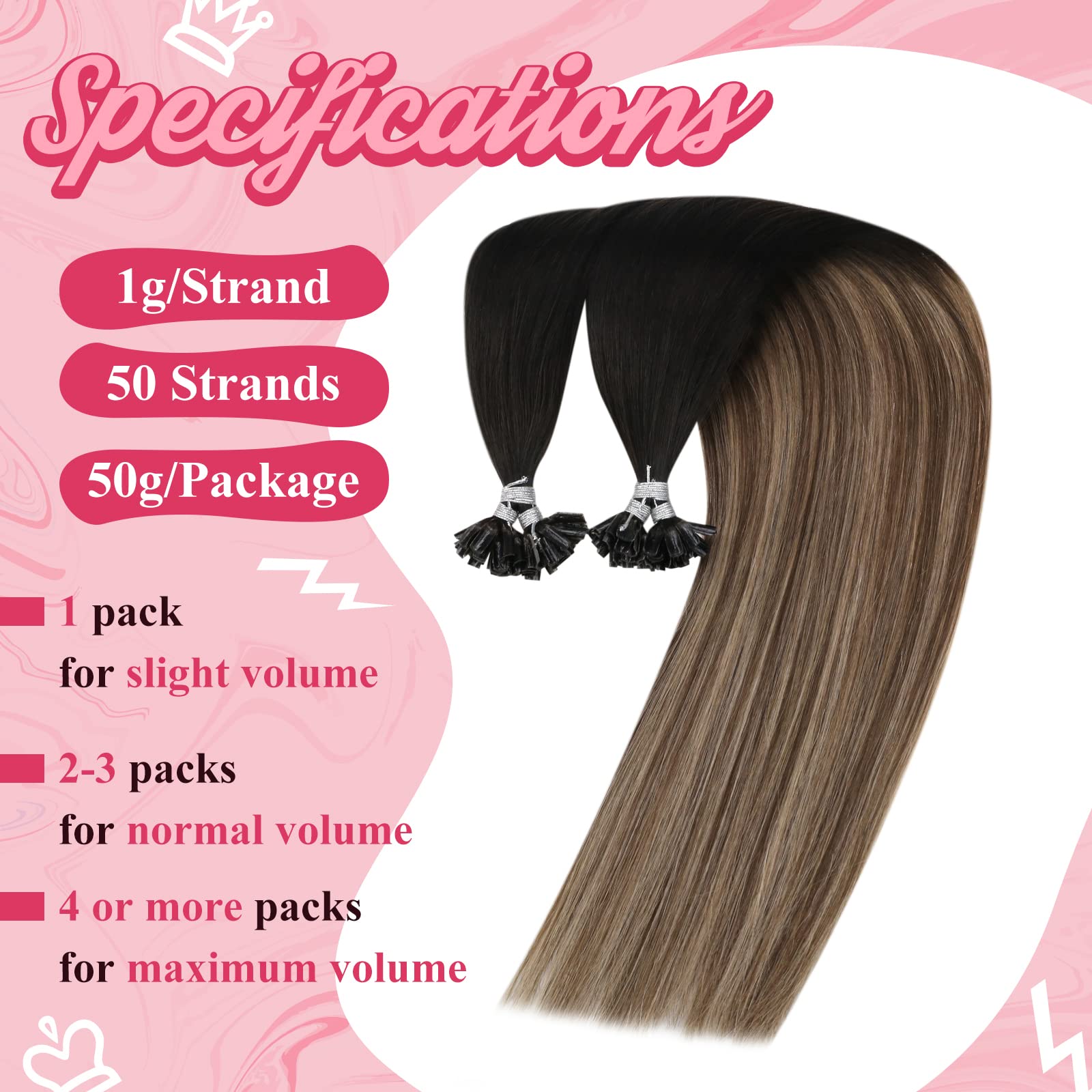 Sunny U Tip Hair Extensions Human Hair Black Ombre Dark Brown Balayage Ash Blonde Utip Hair Extensions Human Hair Blonde Utips K