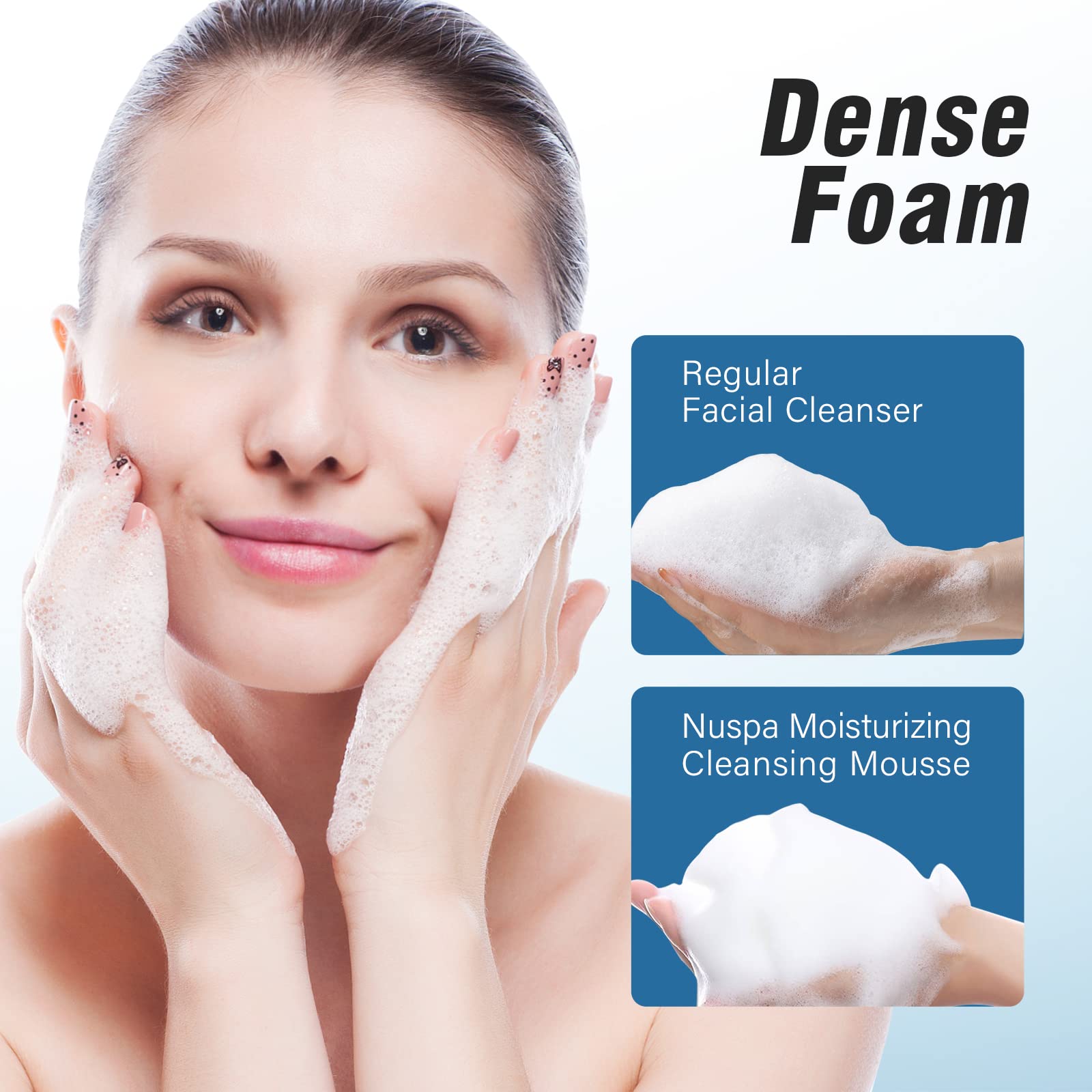 NUSPA 6.08 OZ Self Foaming Face Wash Spray Infused with Amino Acid, Smoothing Hydrating Bubble Facial Cleanser,Natural Gentle De