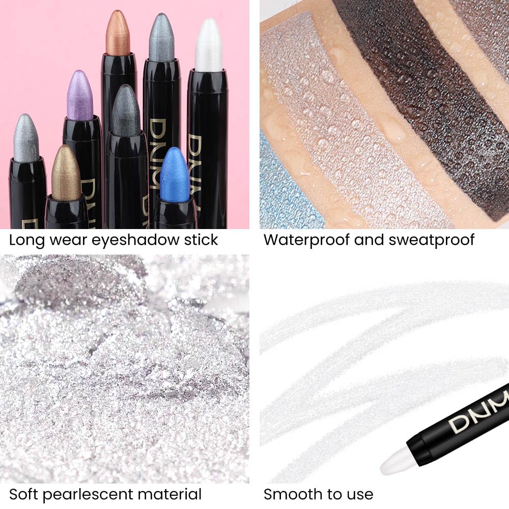 Kaely 2Pcs Cream Eyeshadow Stick Set For Eyes,Pearl White & Pearl Black Shimmer Pen,Eye Brightener Halloween Makeup,Sombras Para