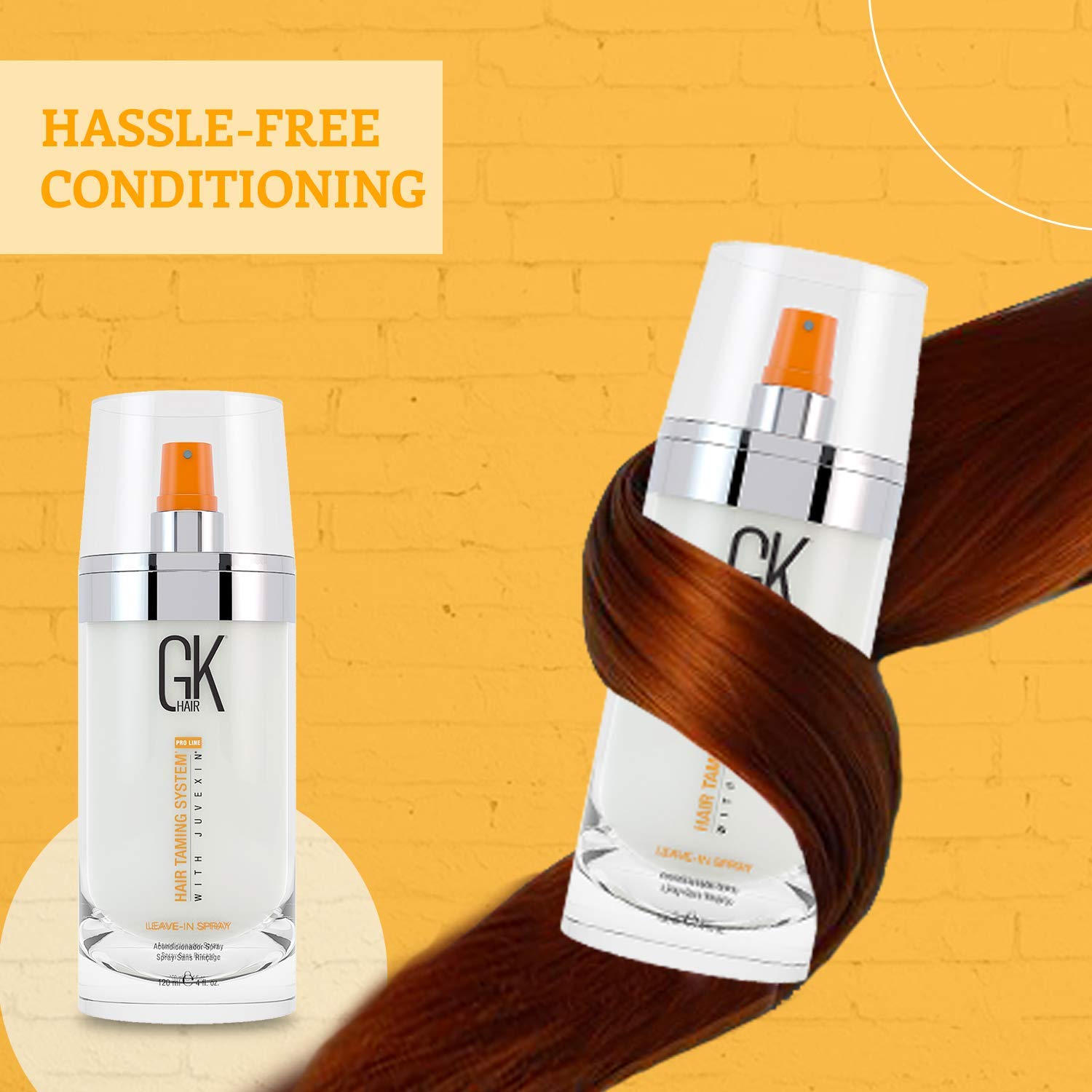 GK HAIR Global Keratin Leave-In Conditioner Detangler Spray 120 ml - For Dry, Damaged and Frizzy Hair Protection With Organic Na