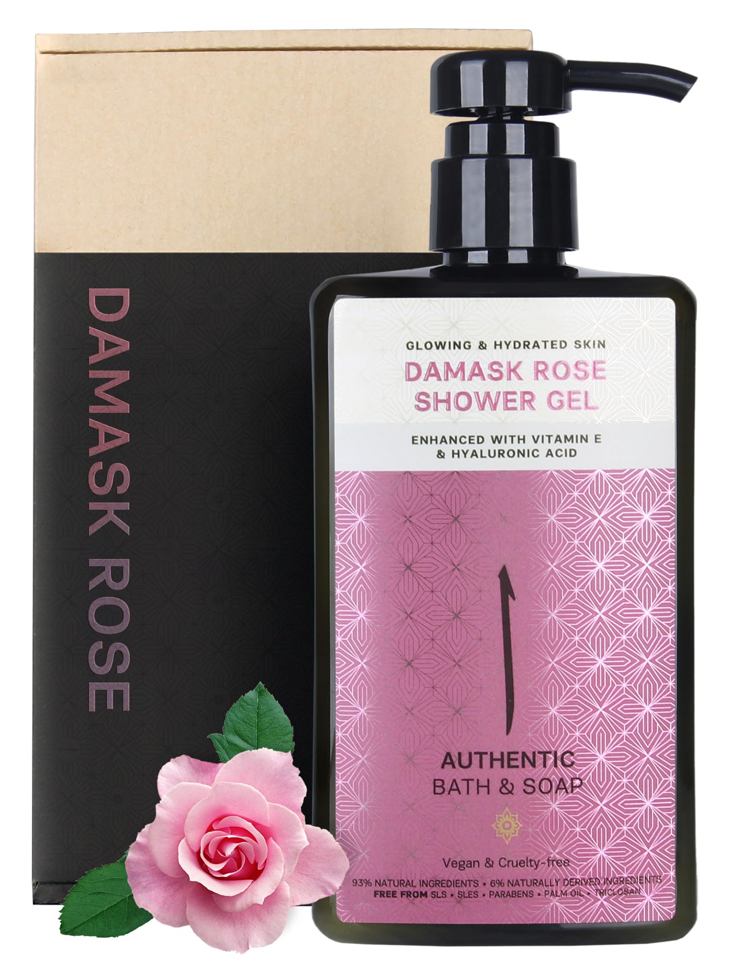 Authentic Bath & Soap Rose Body Wash For Sensitive Skin - Moisturizing Shower Oil With Rose Oil, Rose Water & Essential Oils, Ve