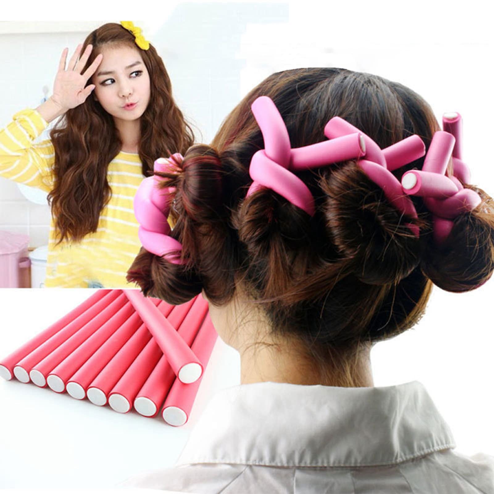 Flexible Hair Roller Soft Portable Heatless Curling Hair Roller with Blue Bag for Beauty Salon DIY Hair Styling Tools
