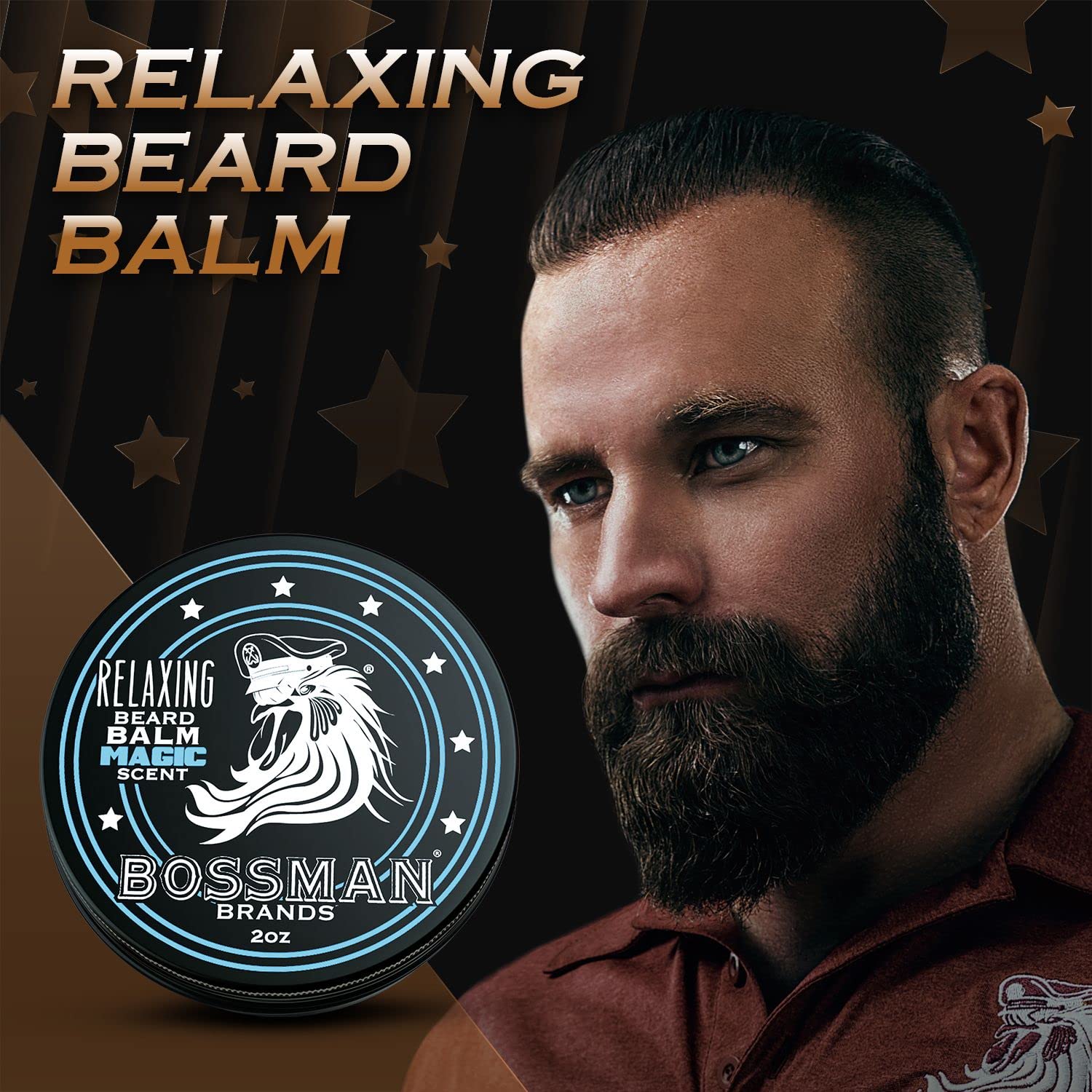 Bossman Relaxing Beard Balm - Beard Tamer, Relaxer, Thickener And Softener Cream - Beard Care Product - Made In Usa (Magic Scent
