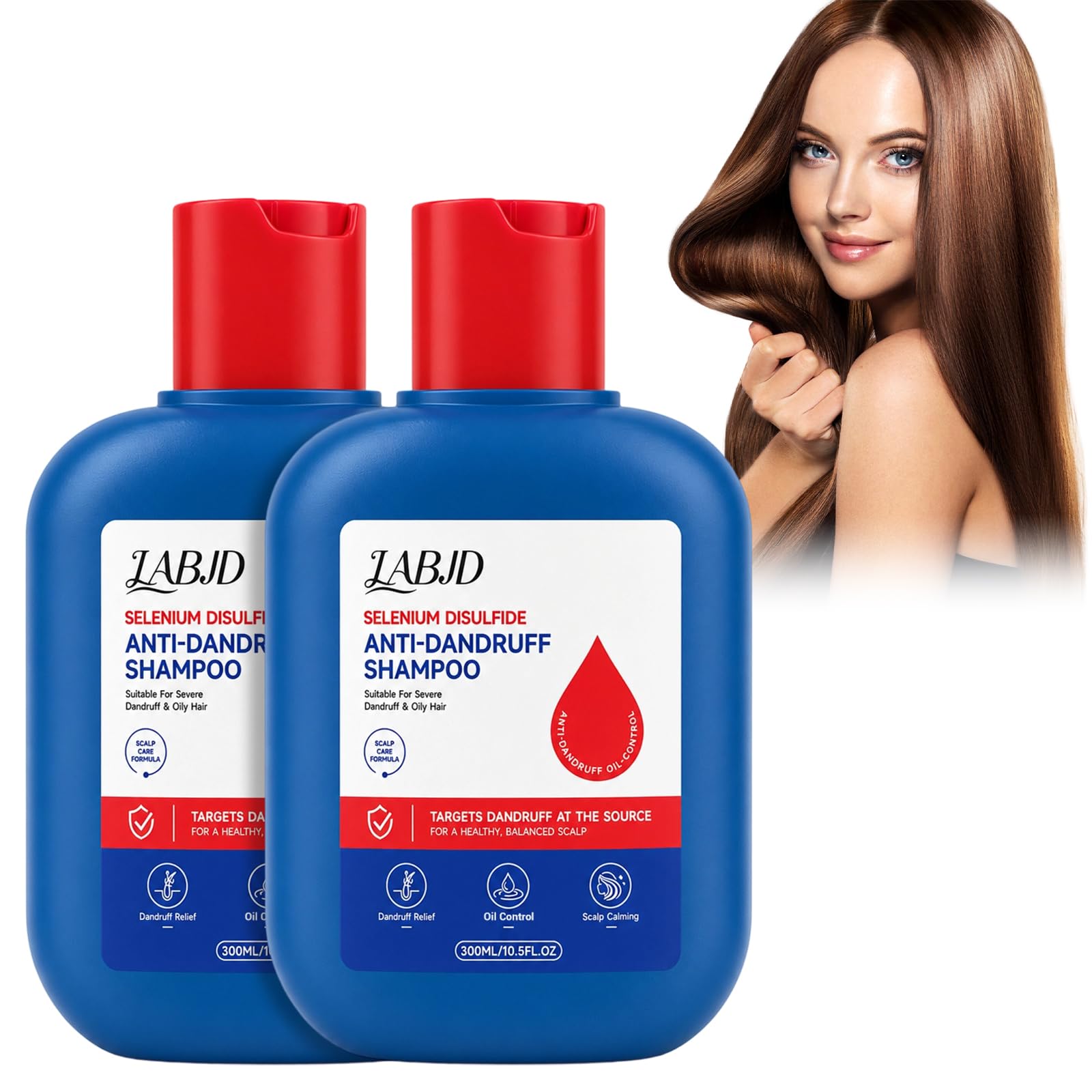 LABJD 2 Pack Oil Control Refreshing Shampoo for Men & Women, Clarifying Scalp Wash to Clear Flaky Buildup & Soothe Scalp Irritat