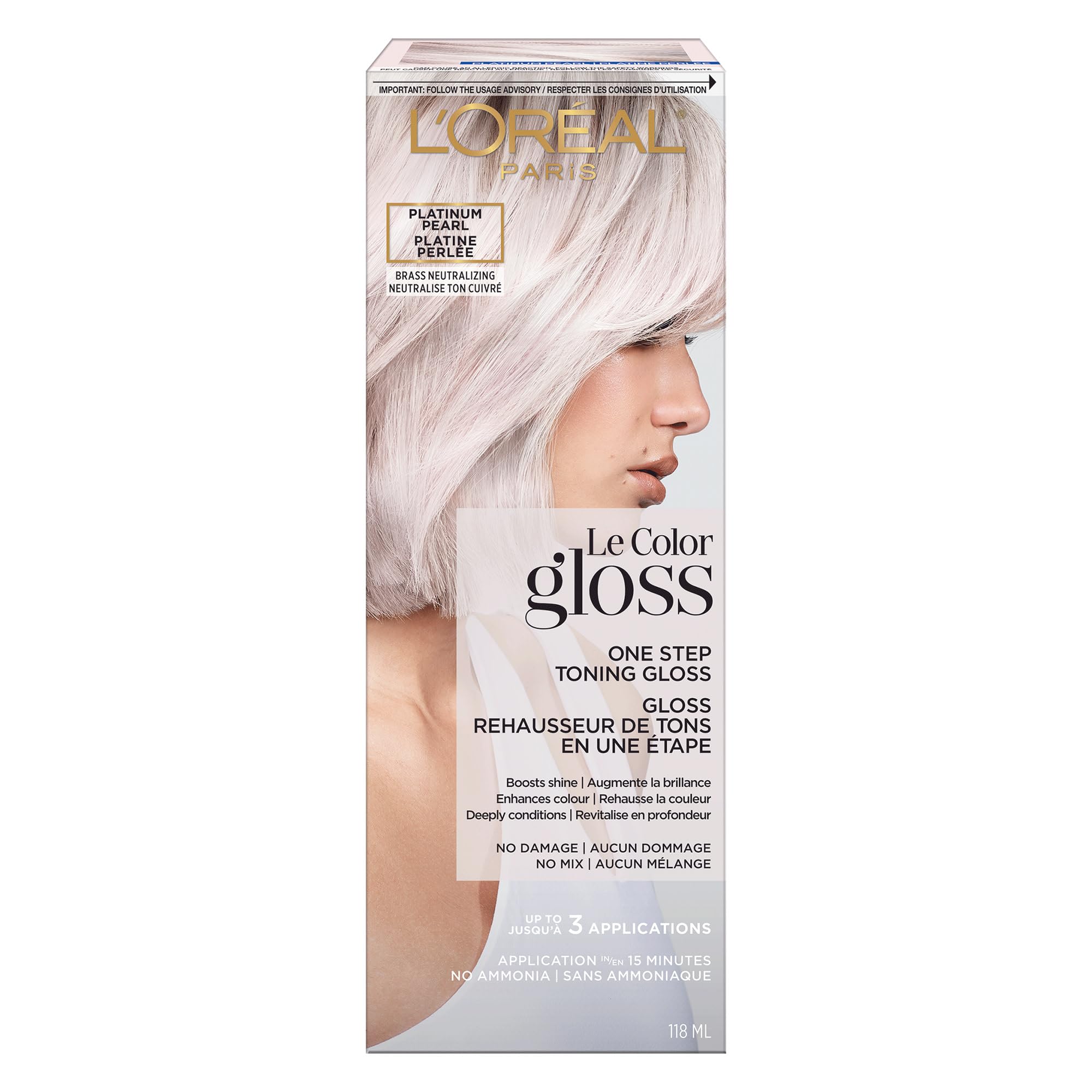 LOreal Paris Le Color Gloss One Step InShower Toning Hair Gloss for Bleached Hair, Neutralizes Brass, Conditions & Boosts Shin