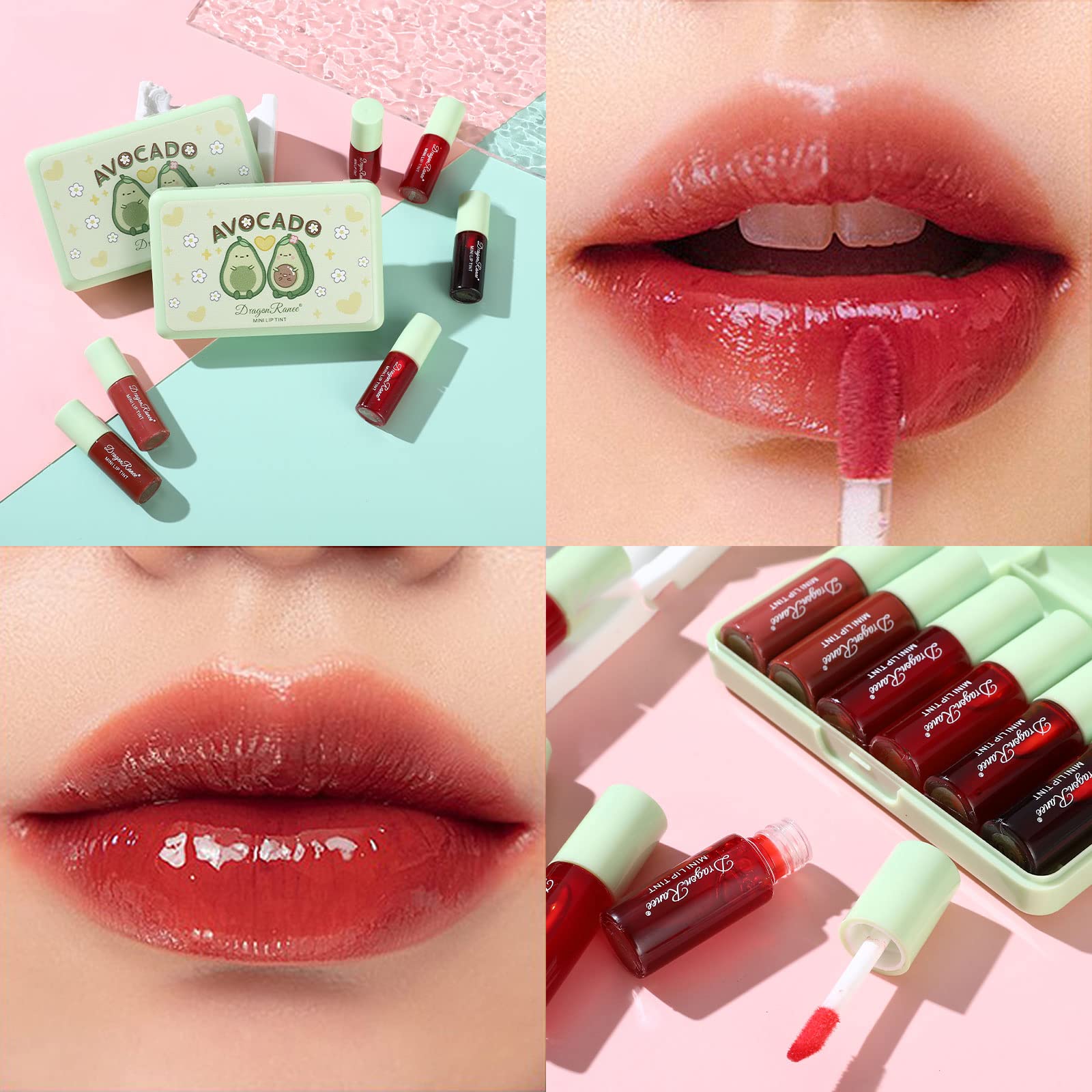 6 Colors Lip Tint Stain Set,Korean Velvet Water Lip Tint,Natural Lip And Cheek Tint, Long Lasting Non-Stick Cup Waterproof Lip T