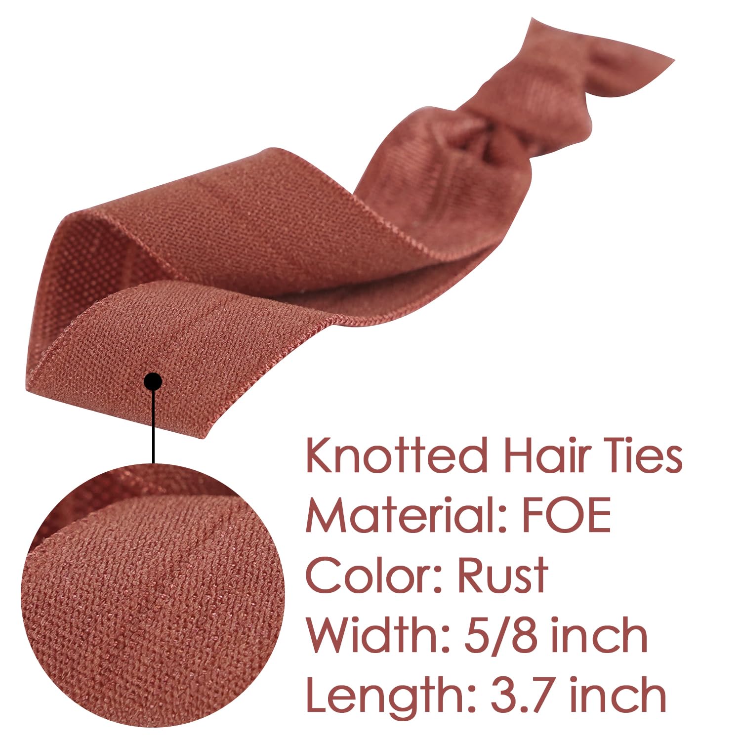 Meedee 100 Pack Rust Hair Ties For Women Soft Elastic Ribbon No Crease Hair Tie Decorative Knotted Hair Ties No Damage Pony Tail