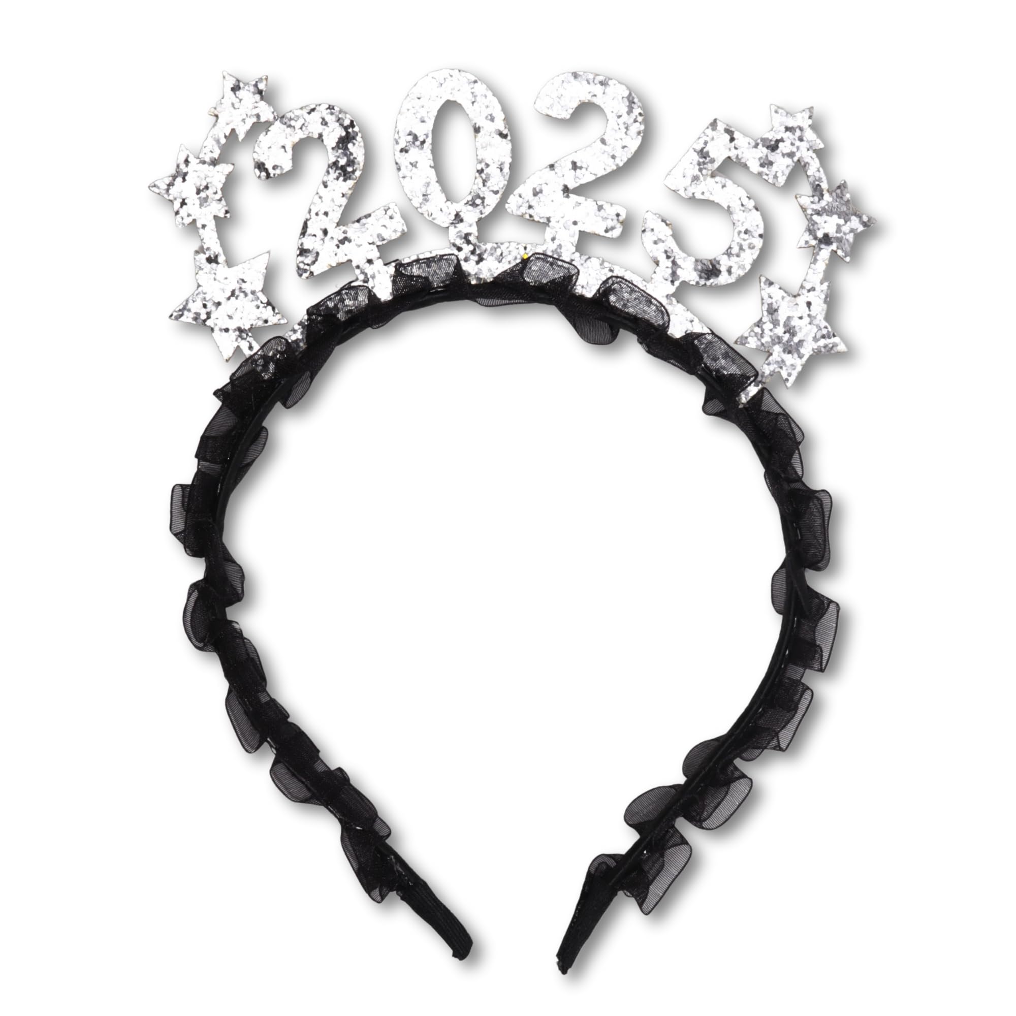 Needzo 2025 Happy New Year Headband, Glitter Headwear Party Decorations, One Size Fits Most