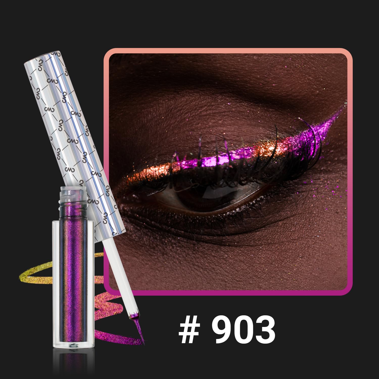 Charmacy Multichrome Eyeliner Liquid Liner, Metallic Glitter Shimmer Eyeliner, Long Lasting High Pigmented With Waterproof & Smu